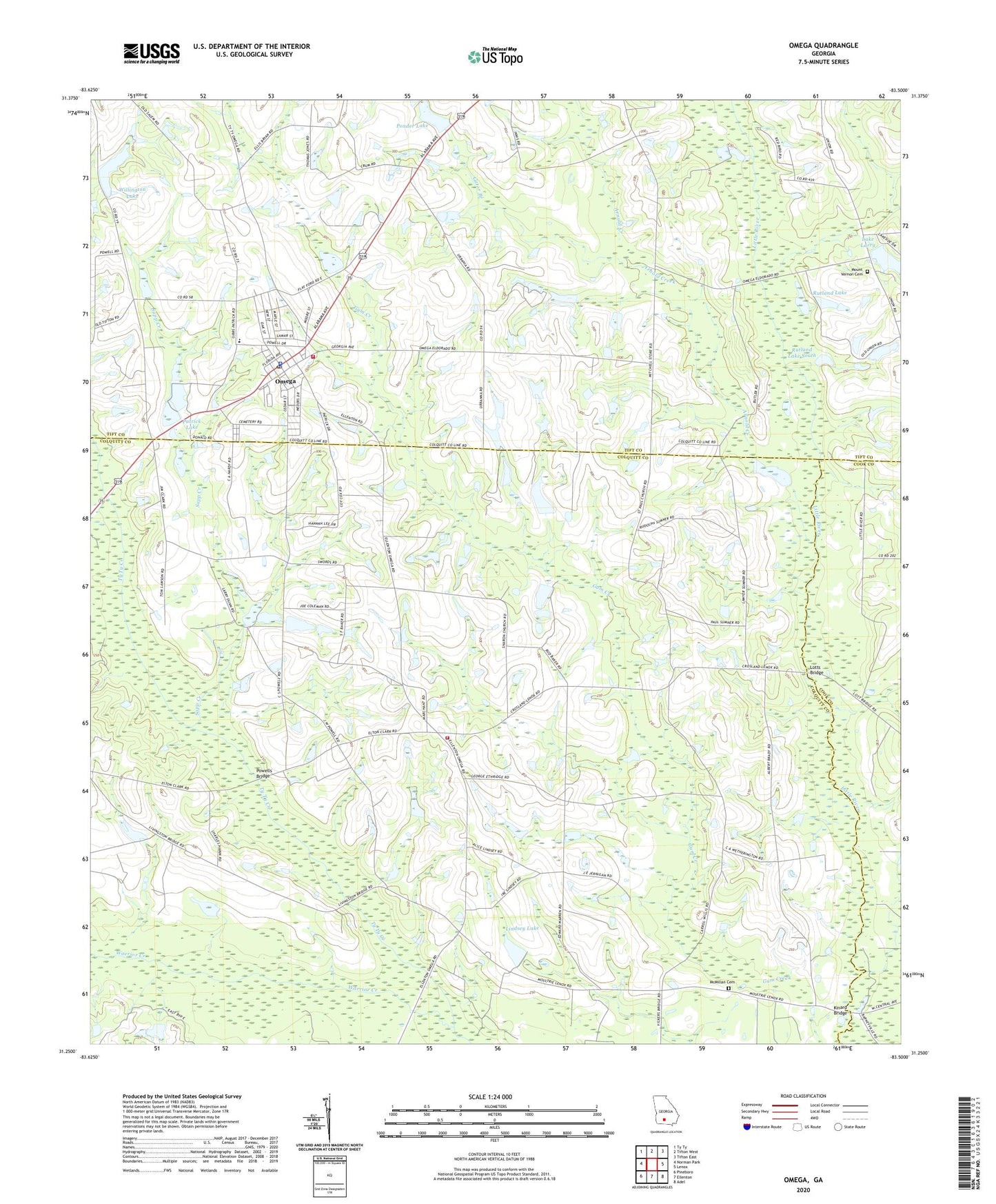 Omega Georgia US Topo Map Image