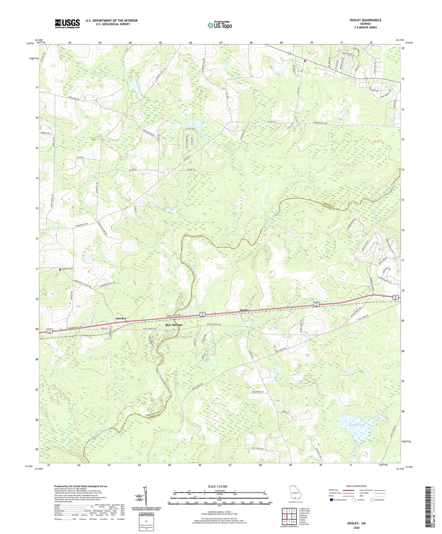 Ousley Georgia US Topo Map Image