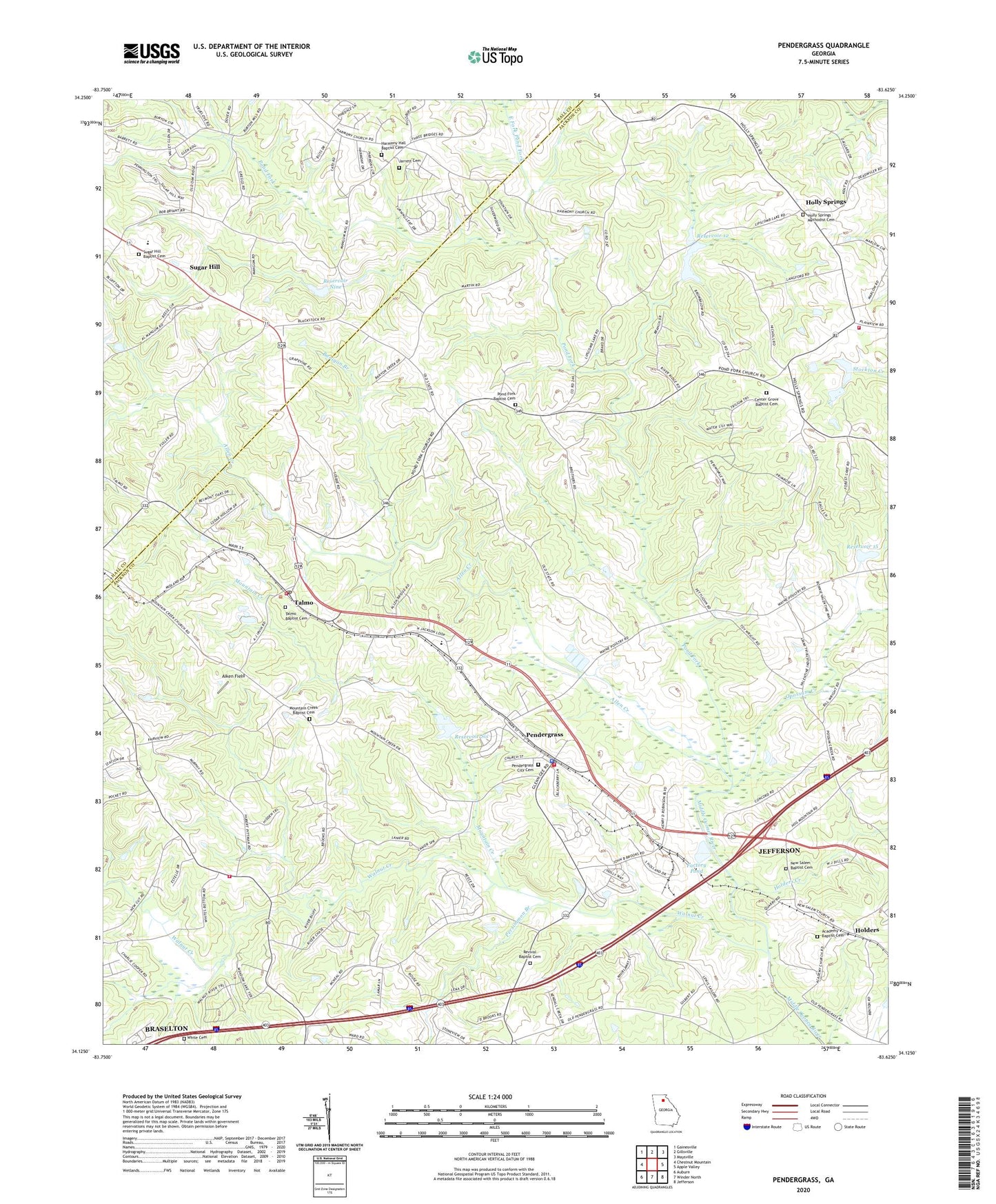 Pendergrass Georgia US Topo Map Image