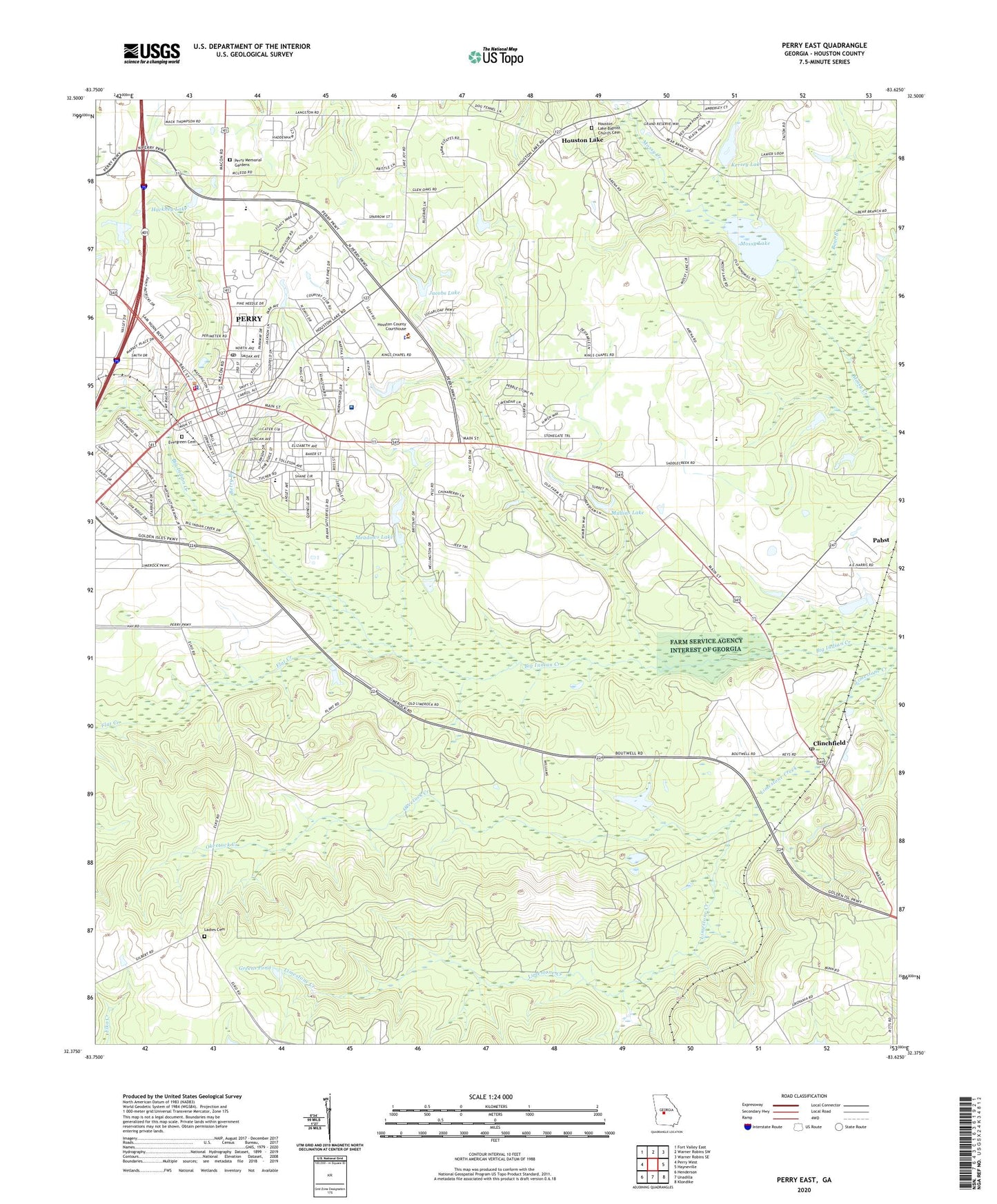 Perry East Georgia US Topo Map Image