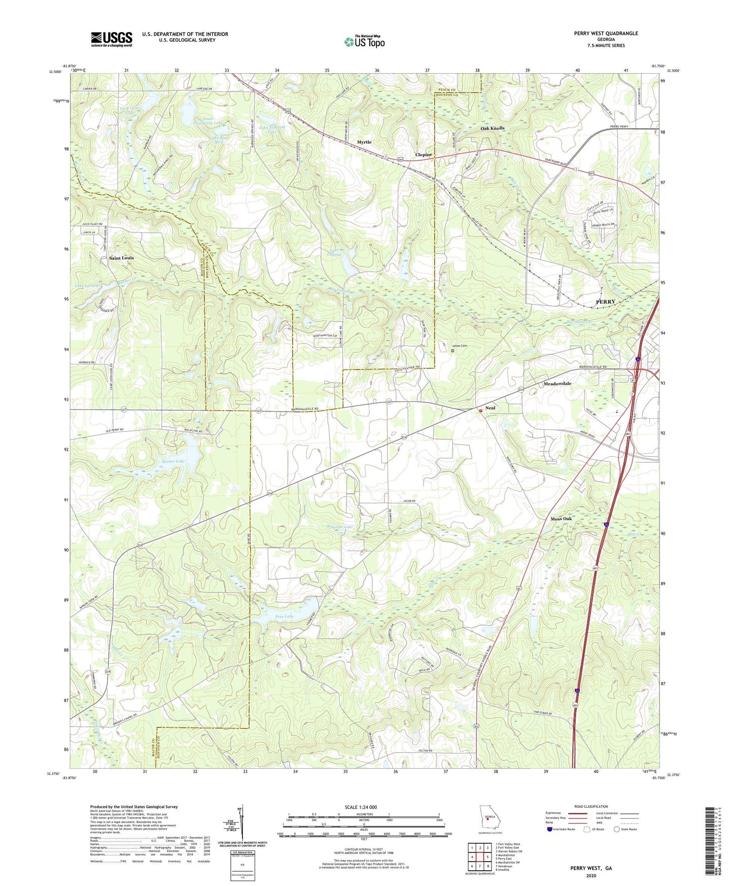 Perry West Georgia US Topo Map Image