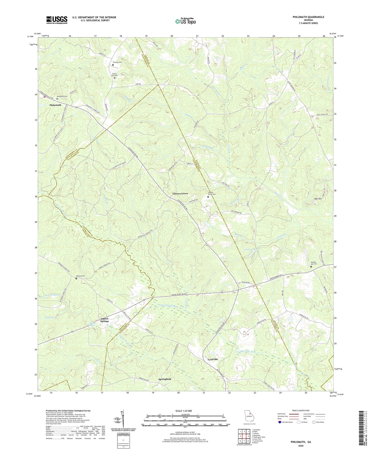 Philomath Georgia US Topo Map Image