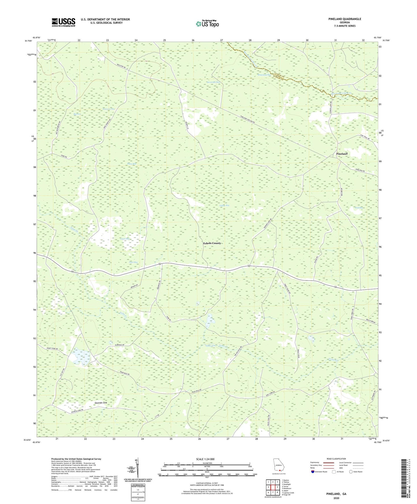 Pineland Georgia US Topo Map Image