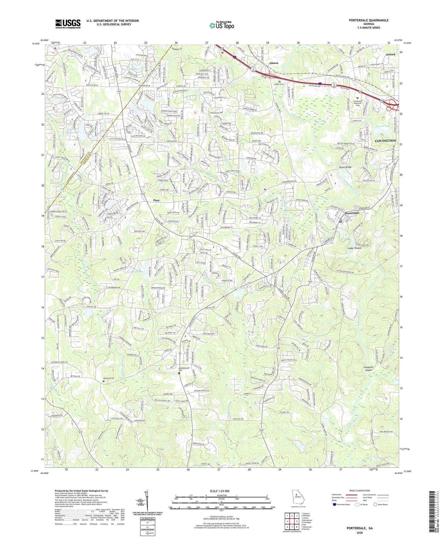 Porterdale Georgia US Topo Map Image