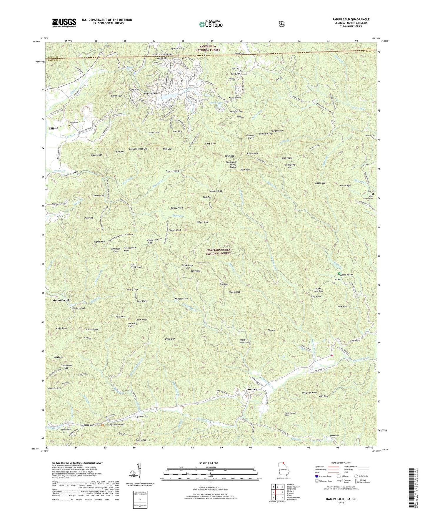 Rabun Bald Georgia US Topo Map Image