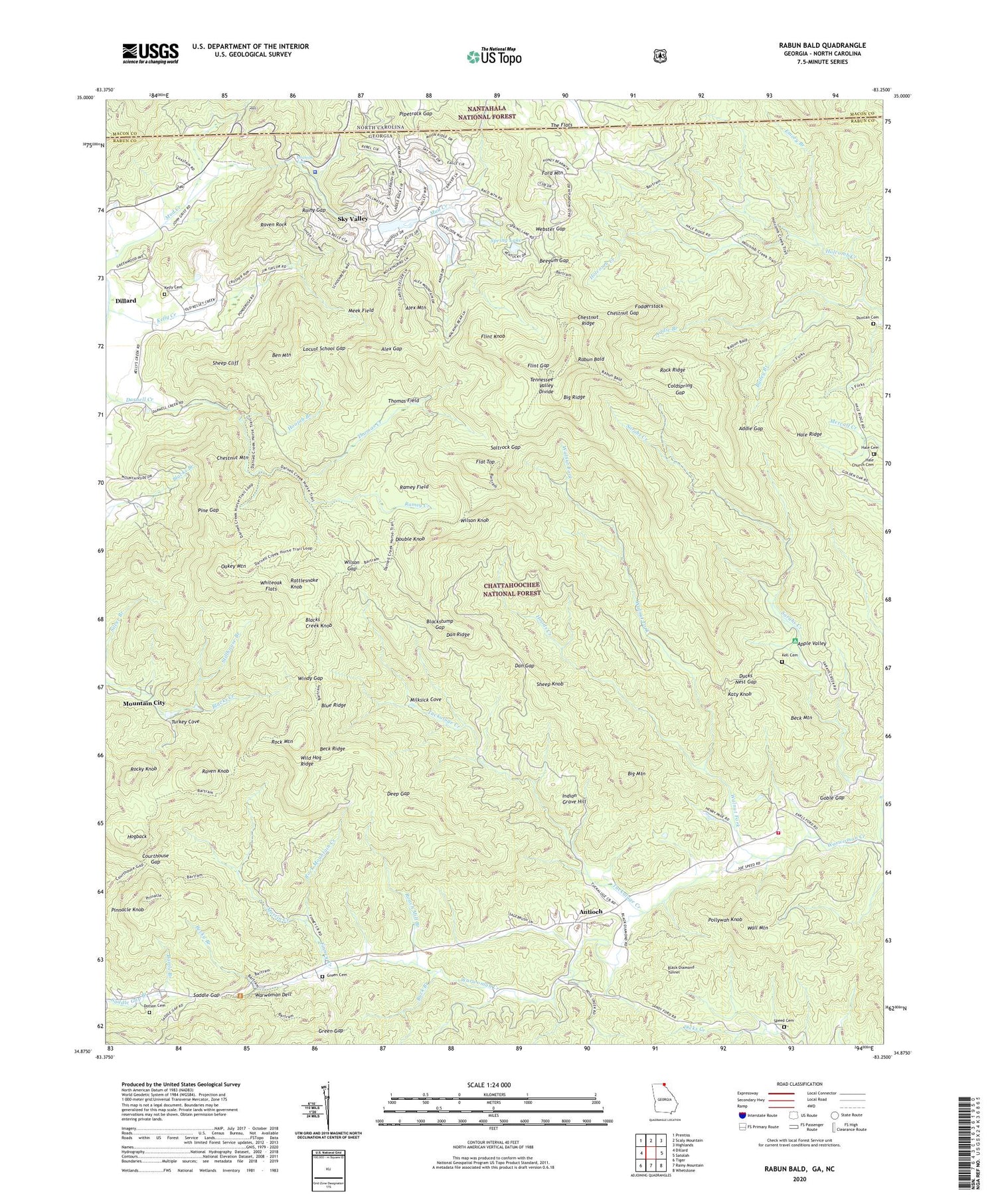 Rabun Bald Georgia US Topo Map Image