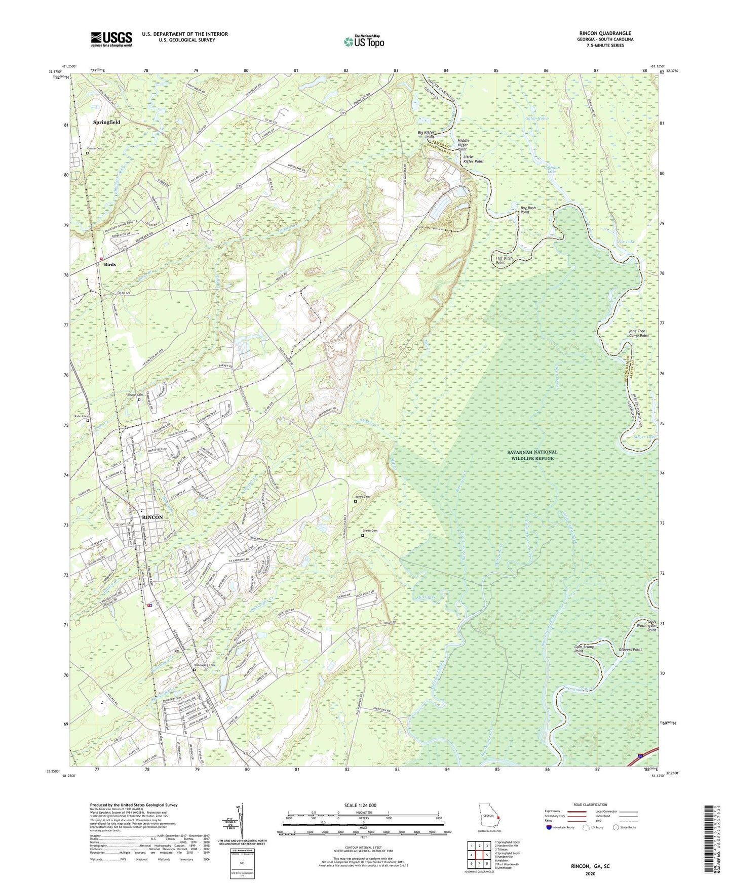 Rincon Georgia US Topo Map Image