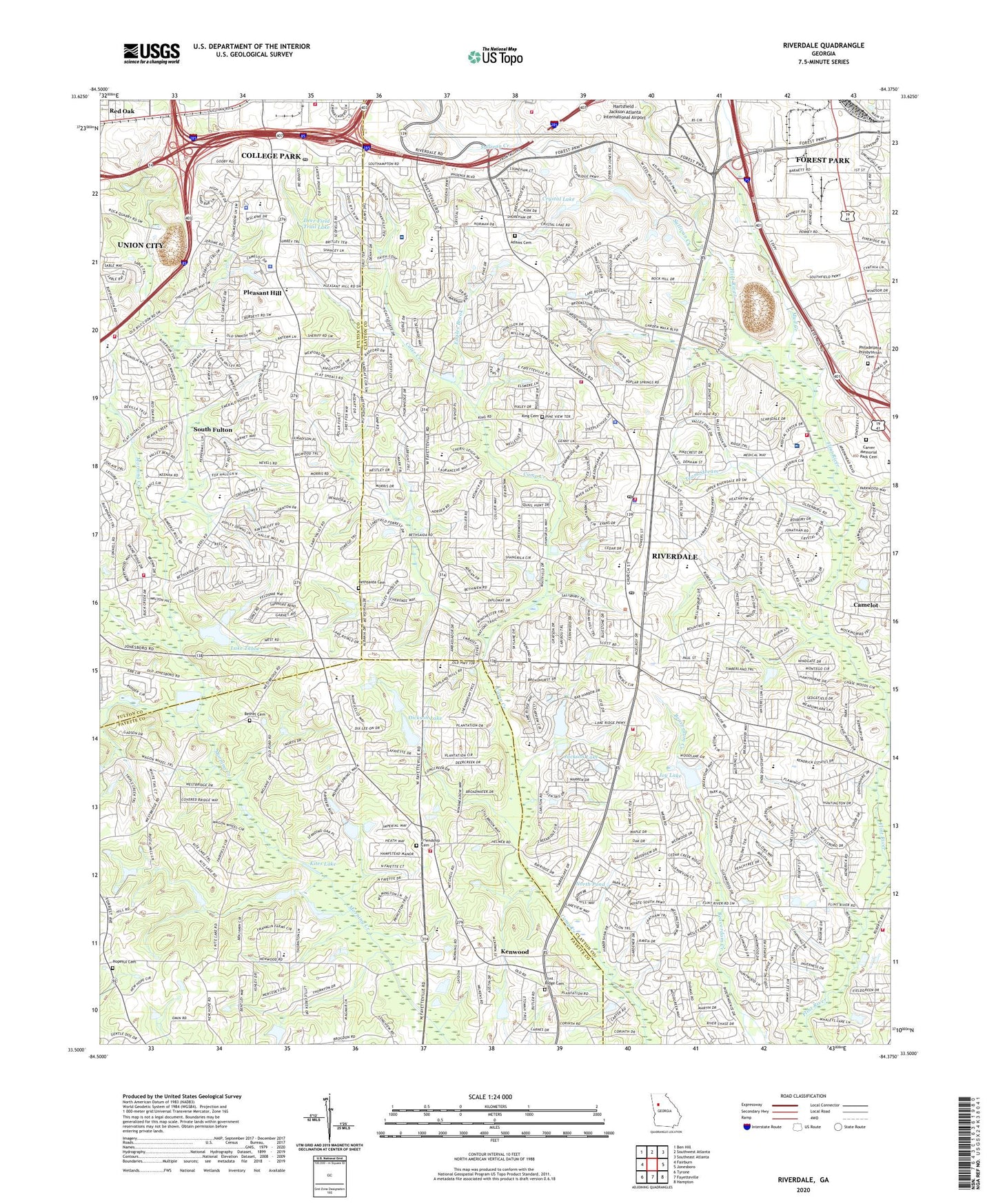 Riverdale Georgia US Topo Map Image