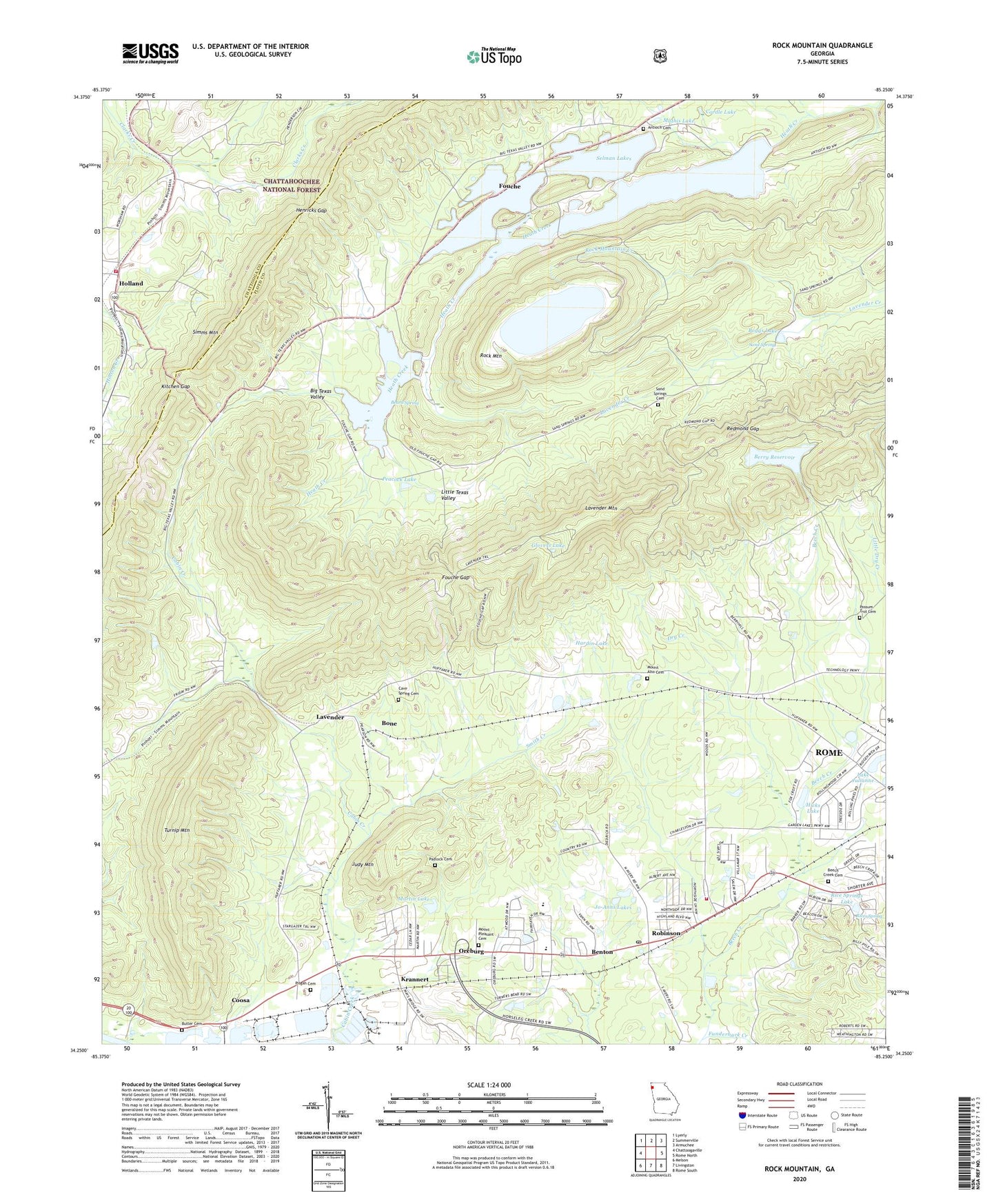 Rock Mountain Georgia US Topo Map Image