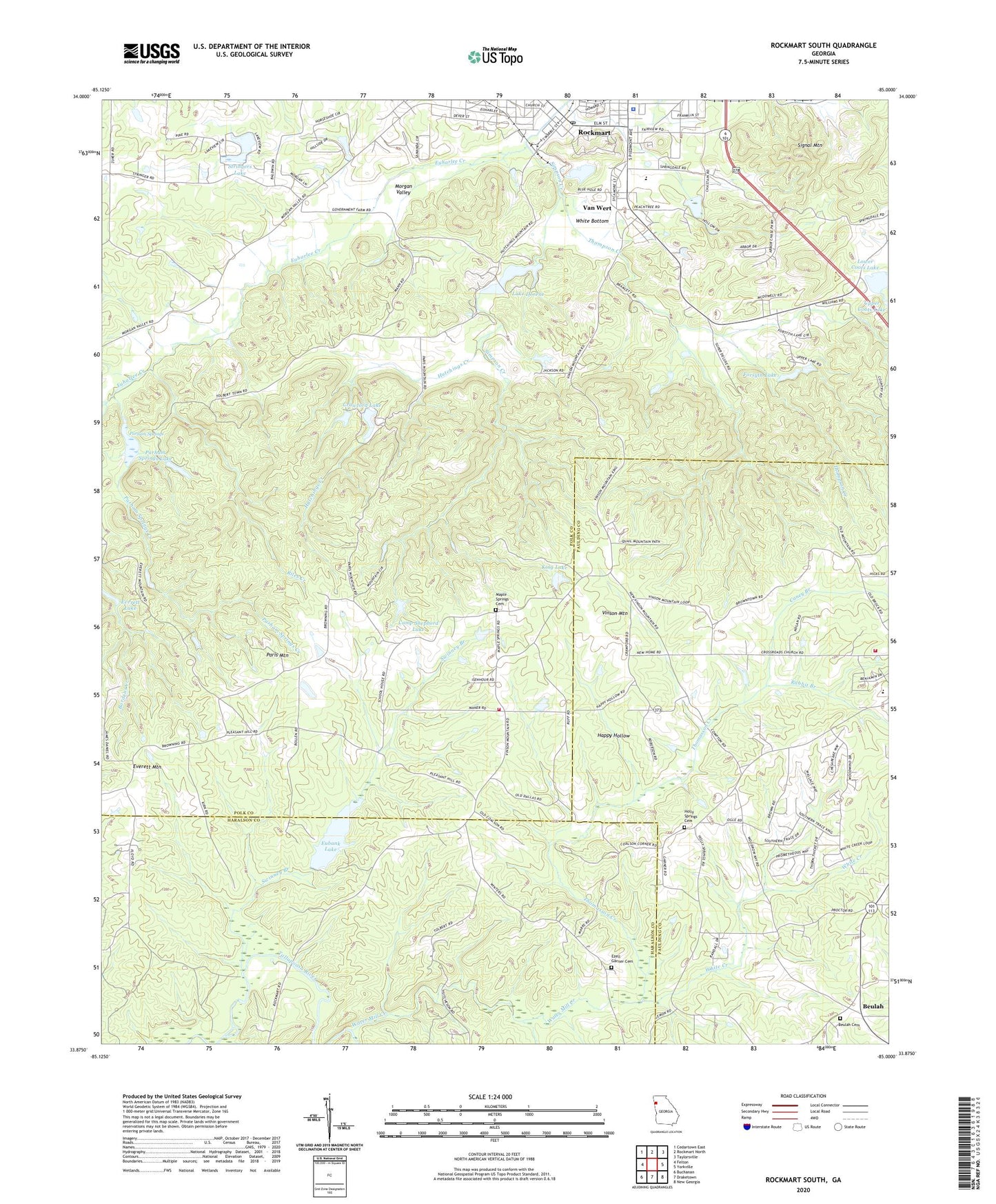 Rockmart South Georgia US Topo Map Image