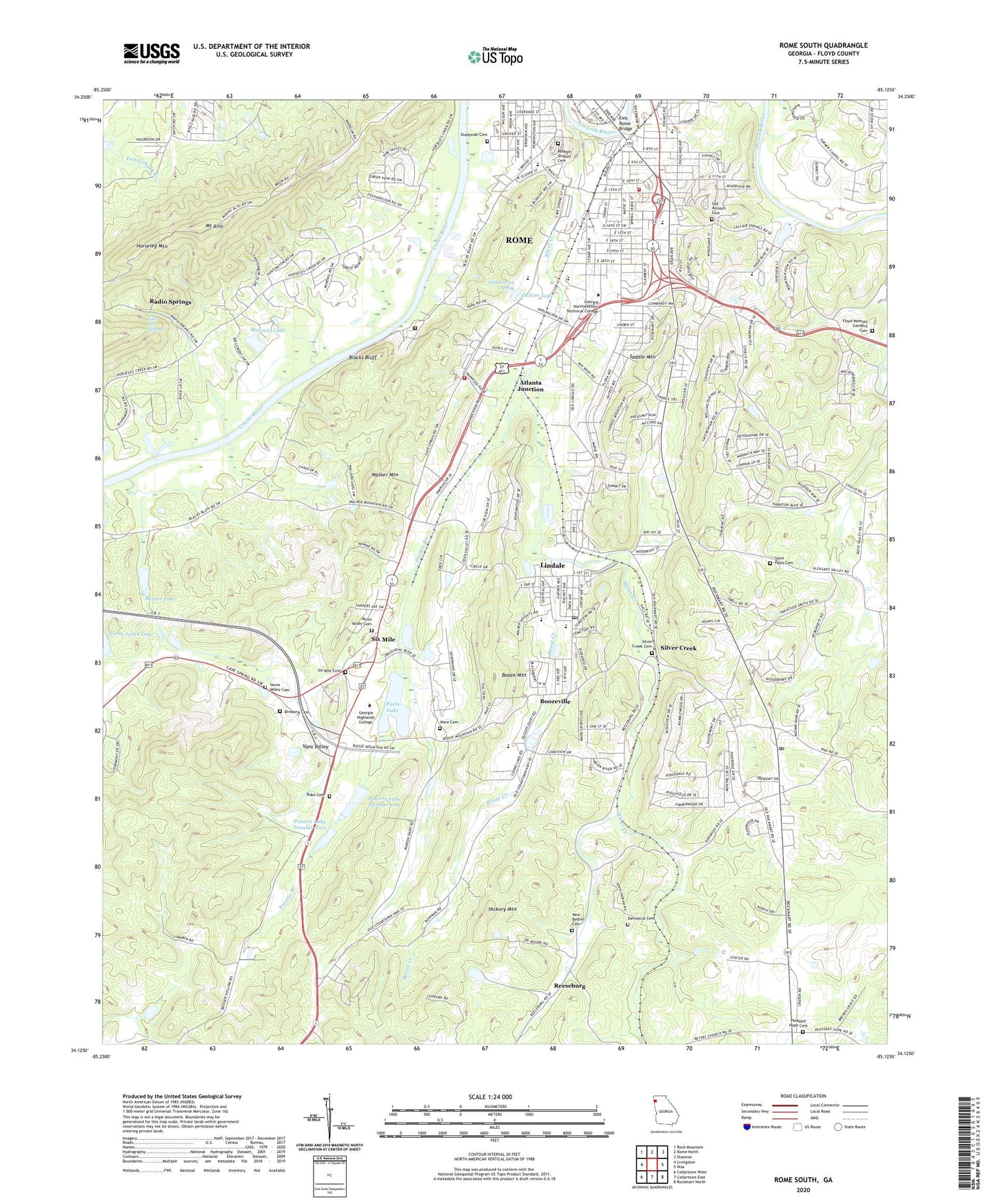 Rome South Georgia US Topo Map Image