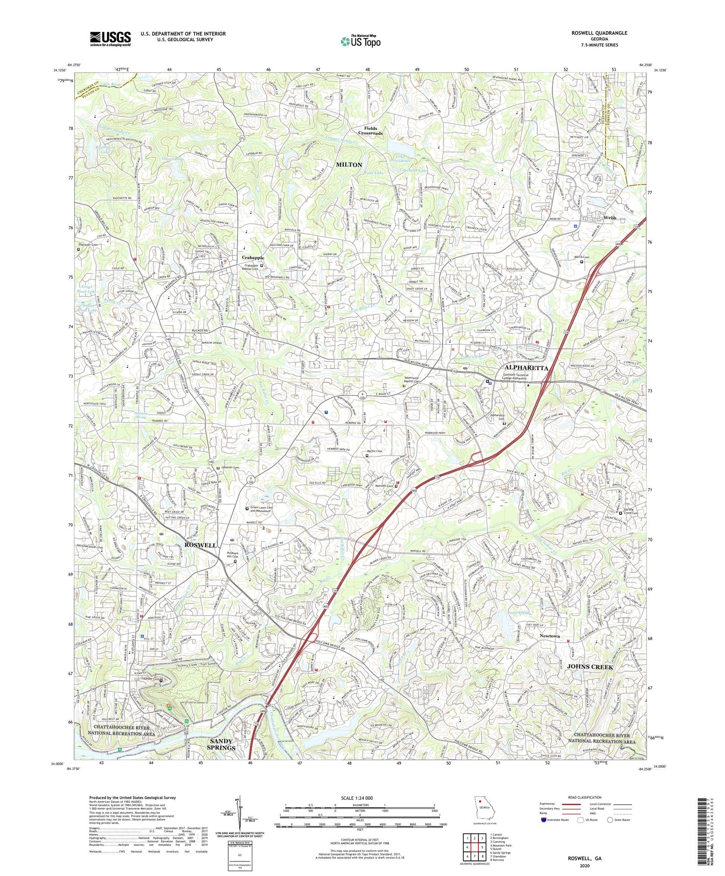 Roswell Georgia US Topo Map Image