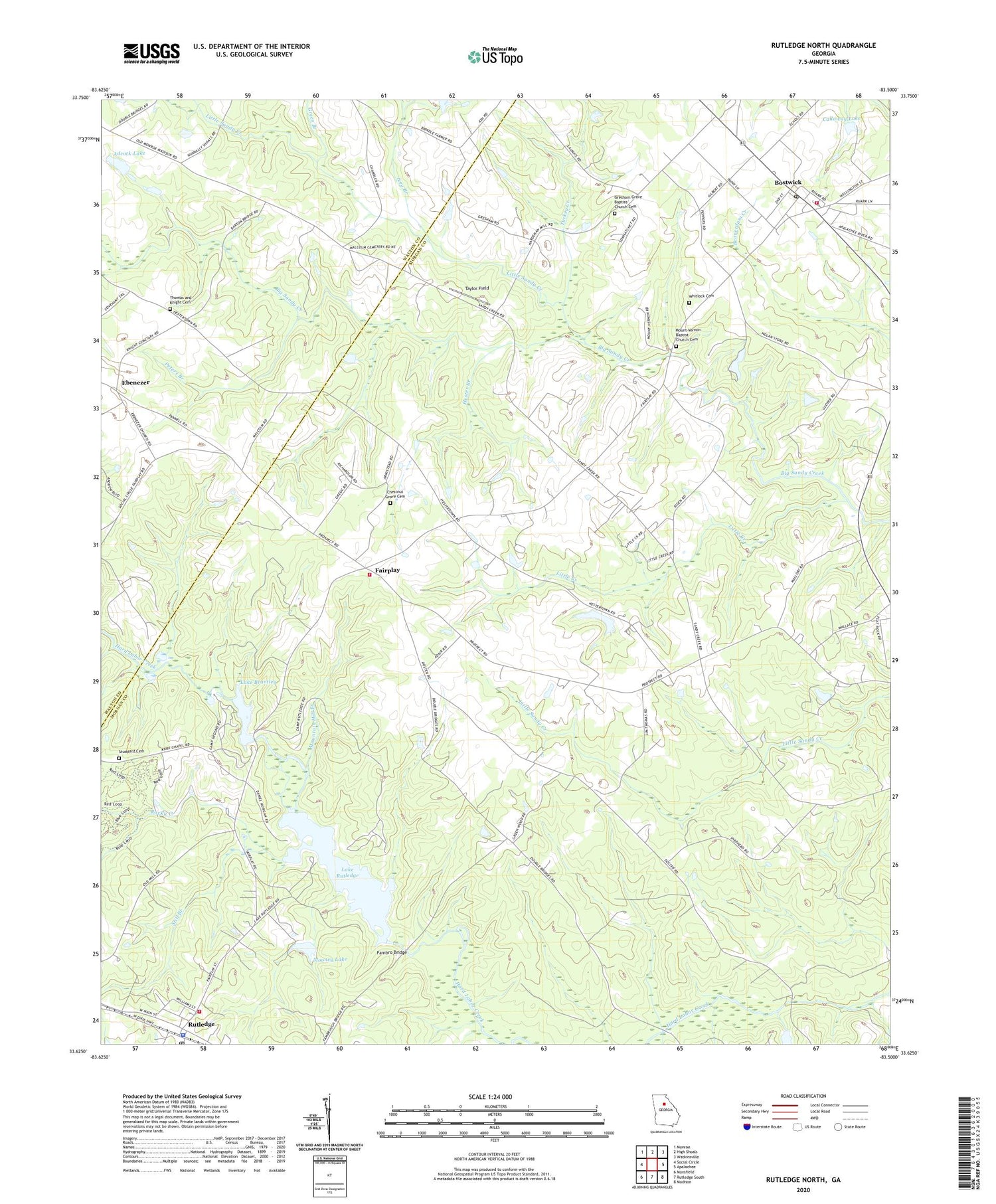 Rutledge North Georgia US Topo Map Image