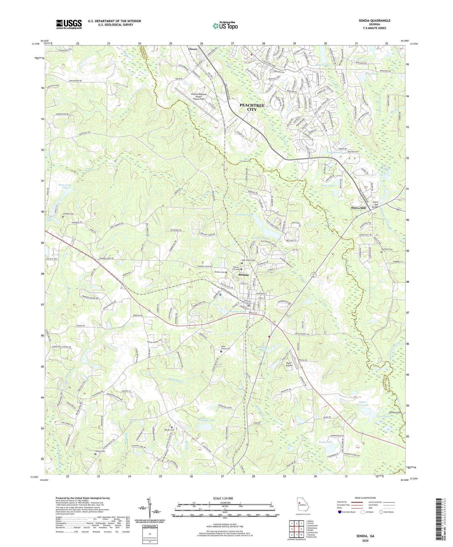 Senoia Georgia US Topo Map Image