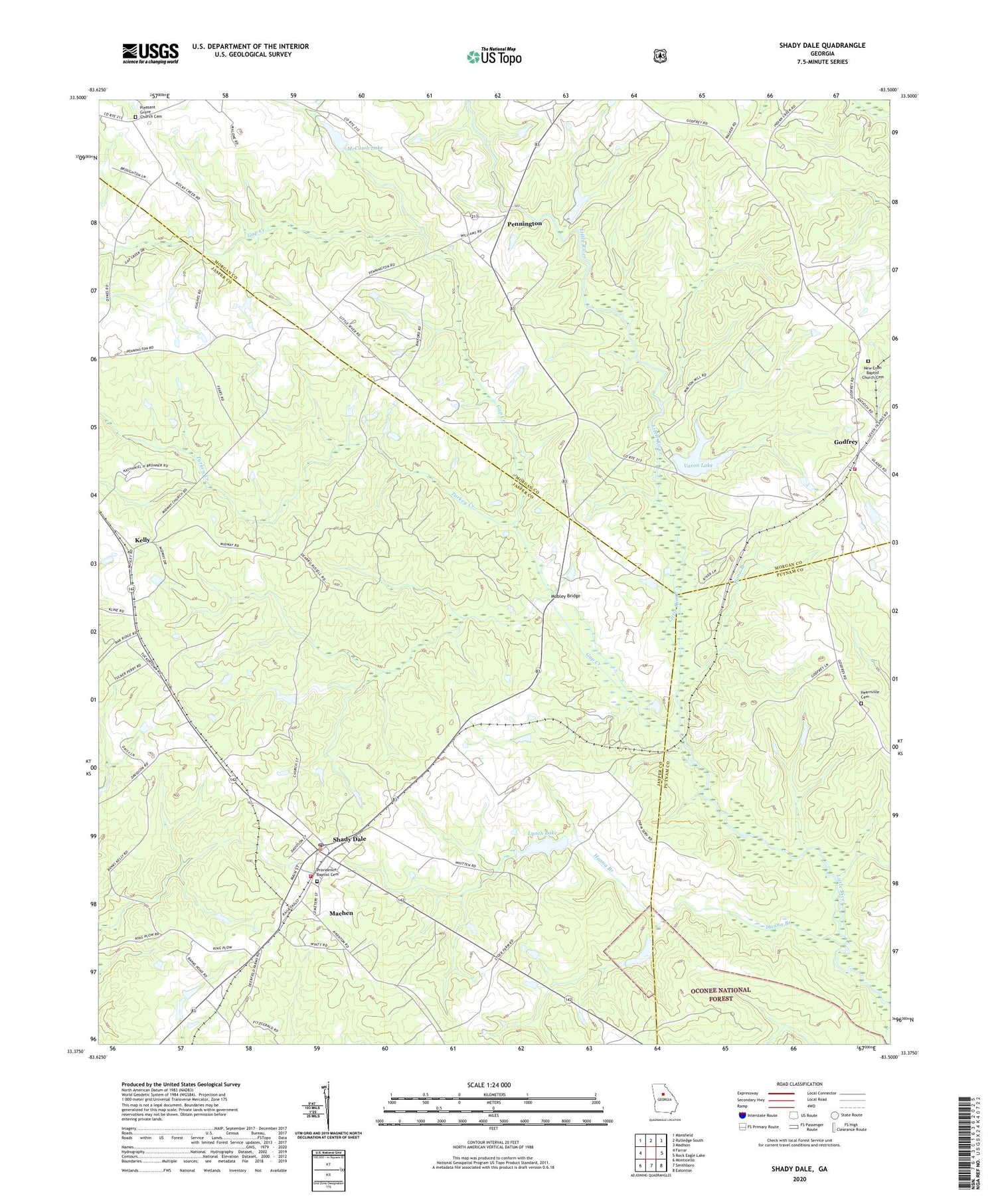 Shady Dale Georgia US Topo Map Image