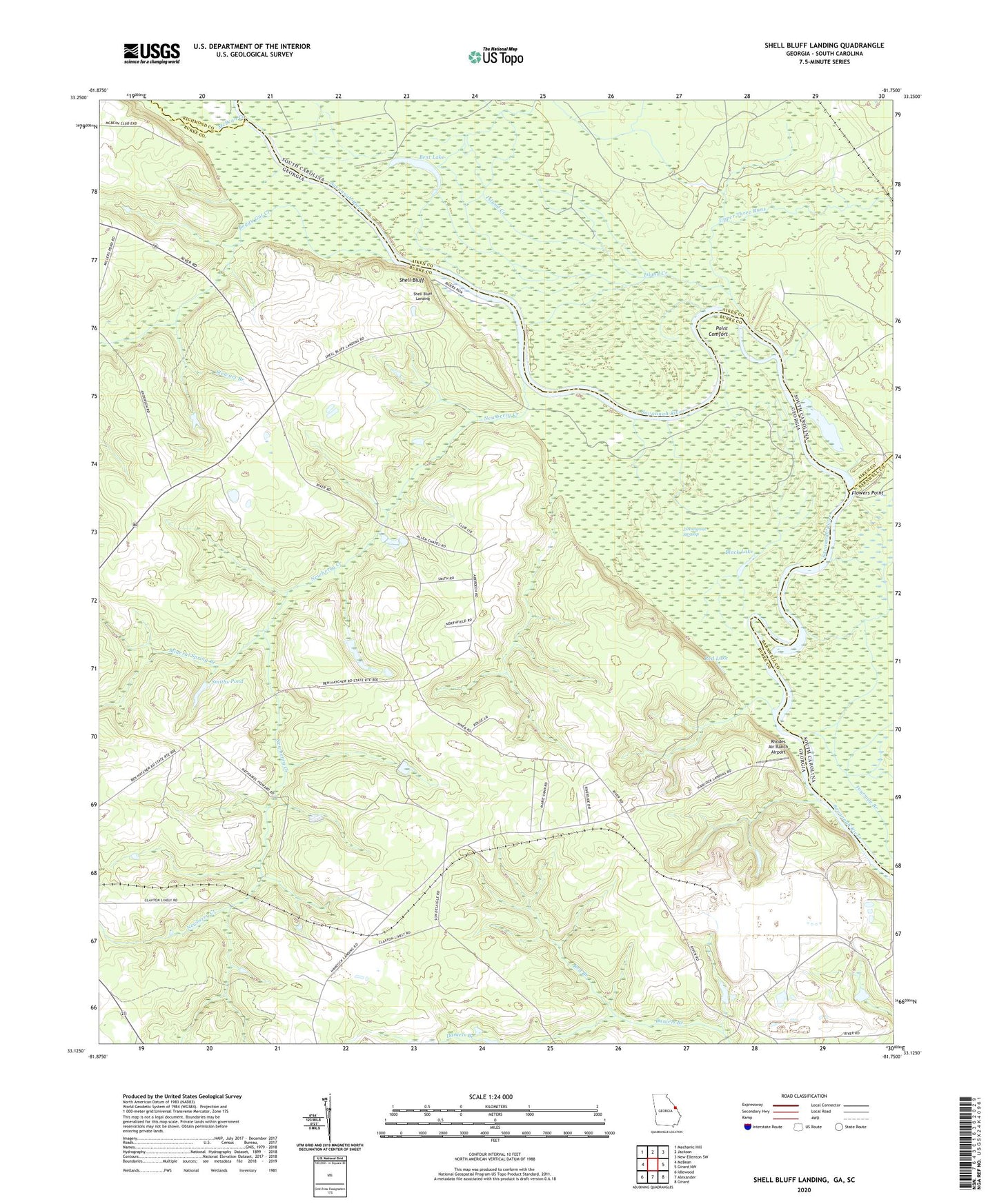 Shell Bluff Landing Georgia US Topo Map Image