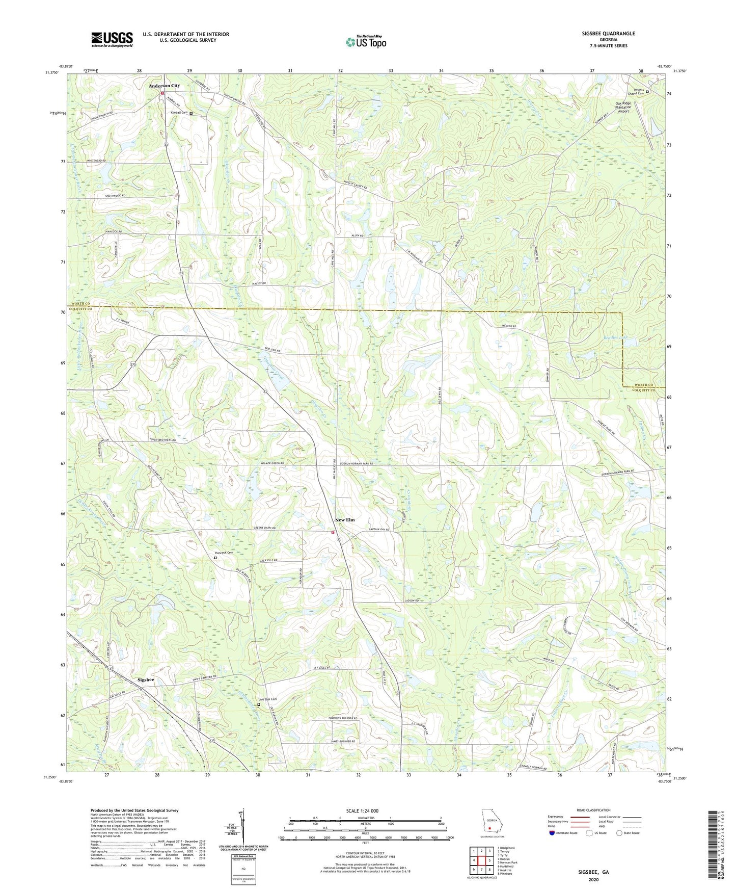 Sigsbee Georgia US Topo Map Image