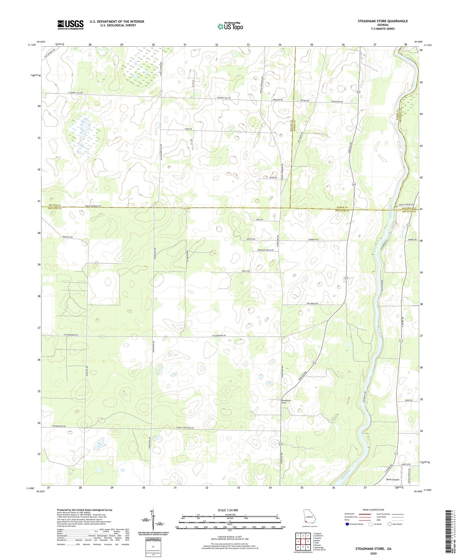Steadhams Store Georgia US Topo Map Image