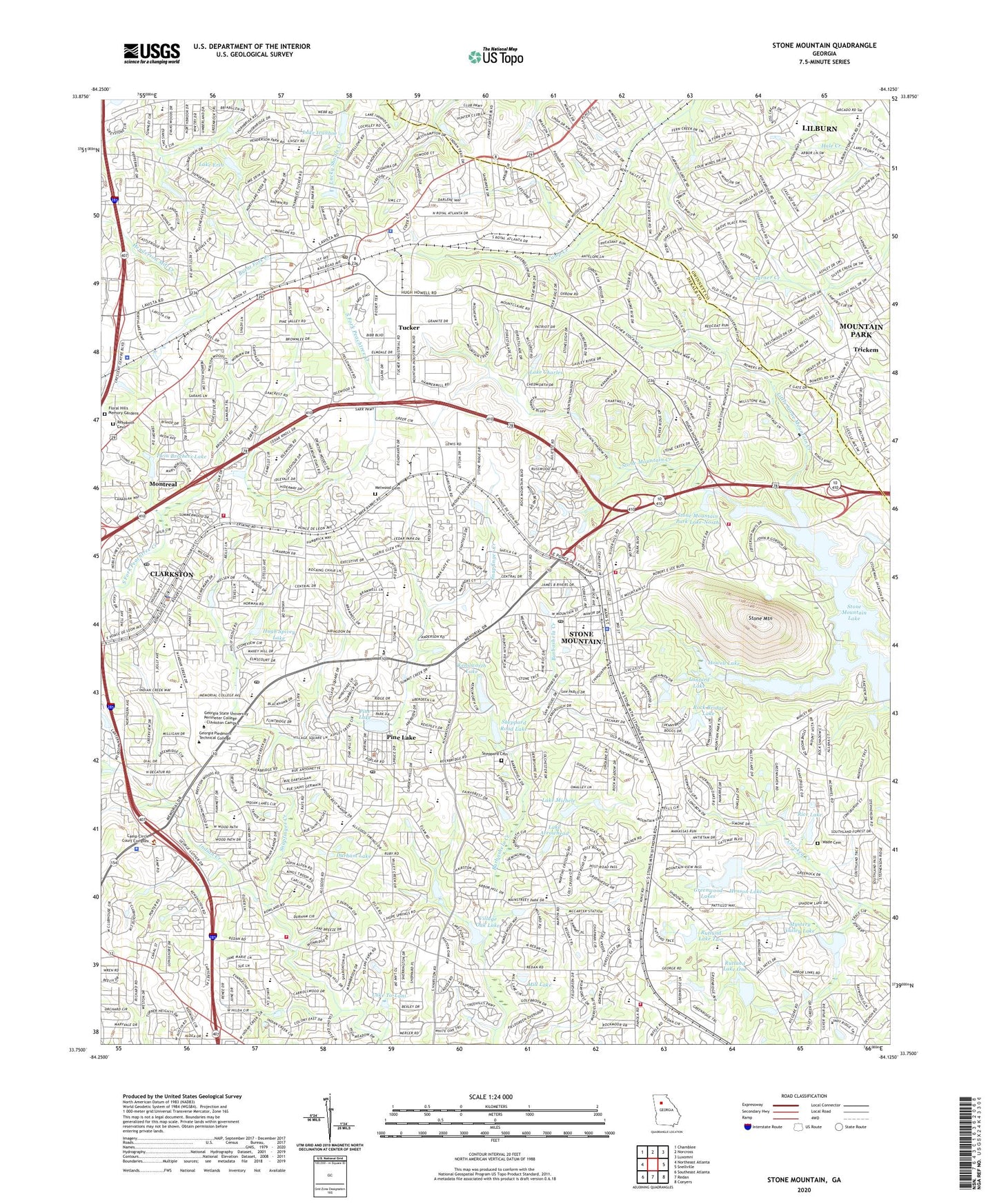 Stone Mountain Georgia US Topo Map Image