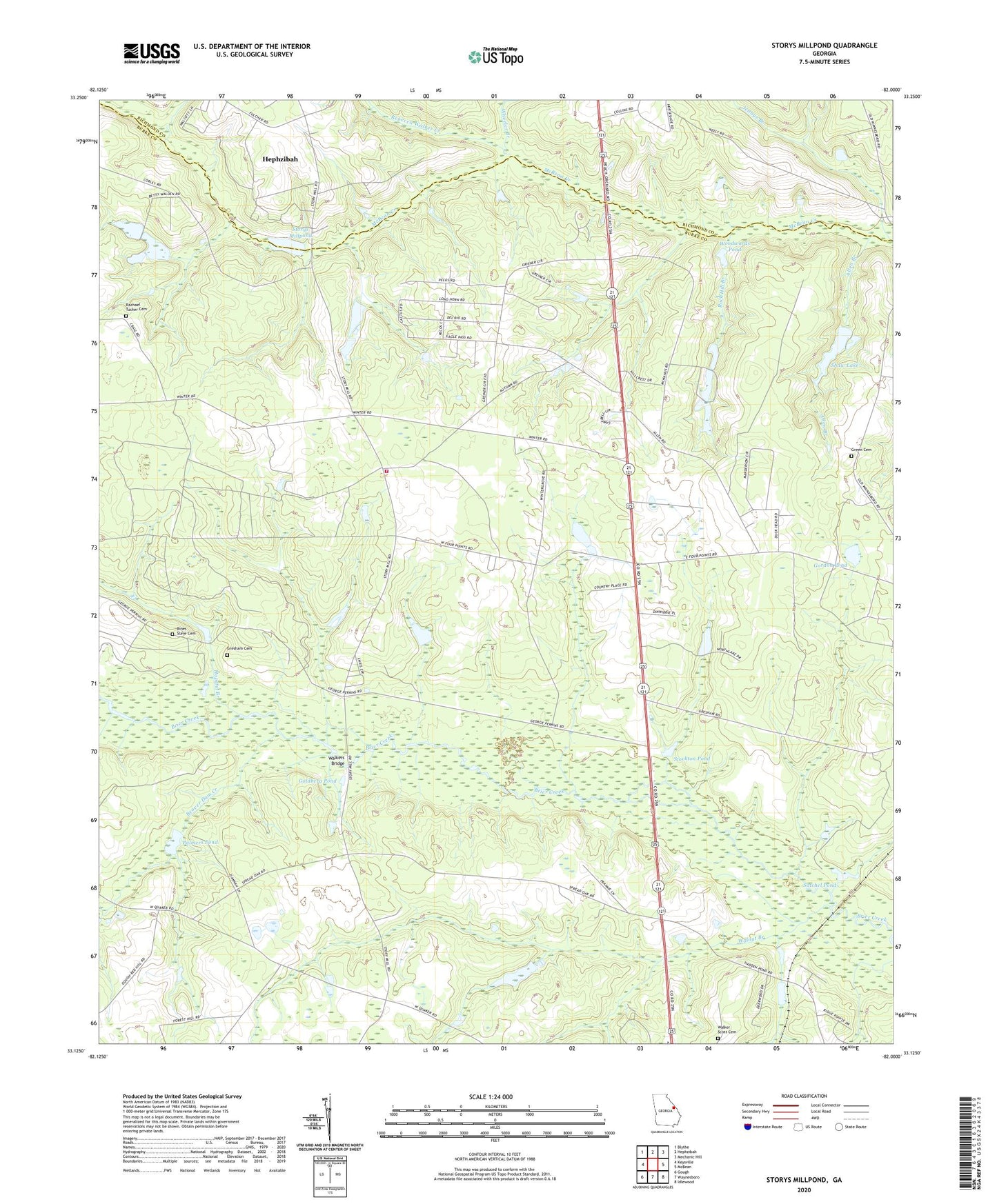 Storys Millpond Georgia US Topo Map Image