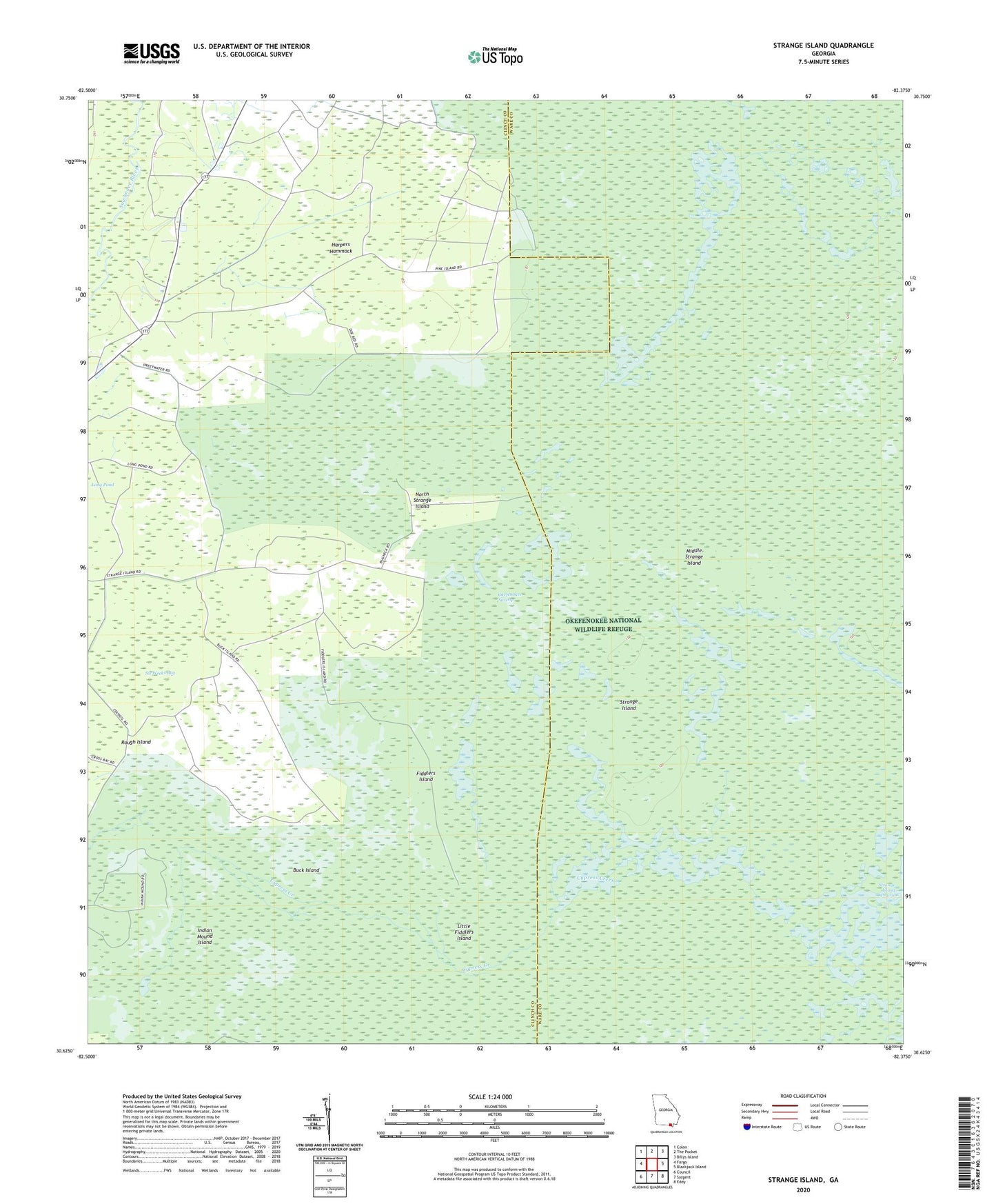 Strange Island Georgia US Topo Map Image