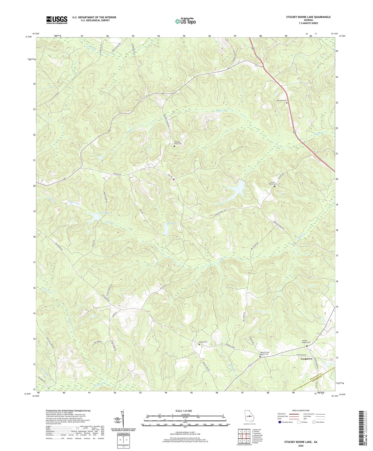 Stuckey Boone Lake Georgia US Topo Map Image