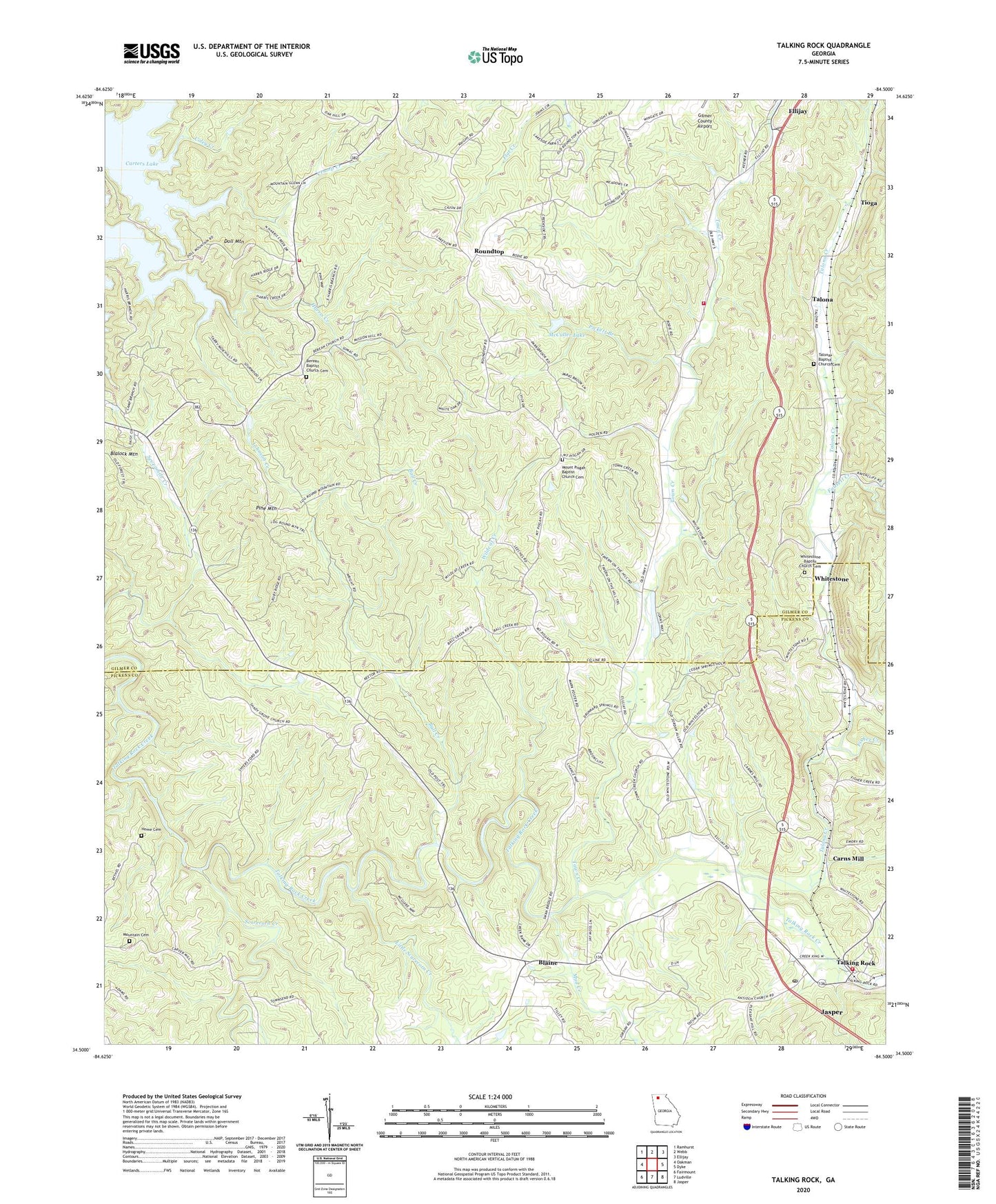 Talking Rock Georgia US Topo Map Image