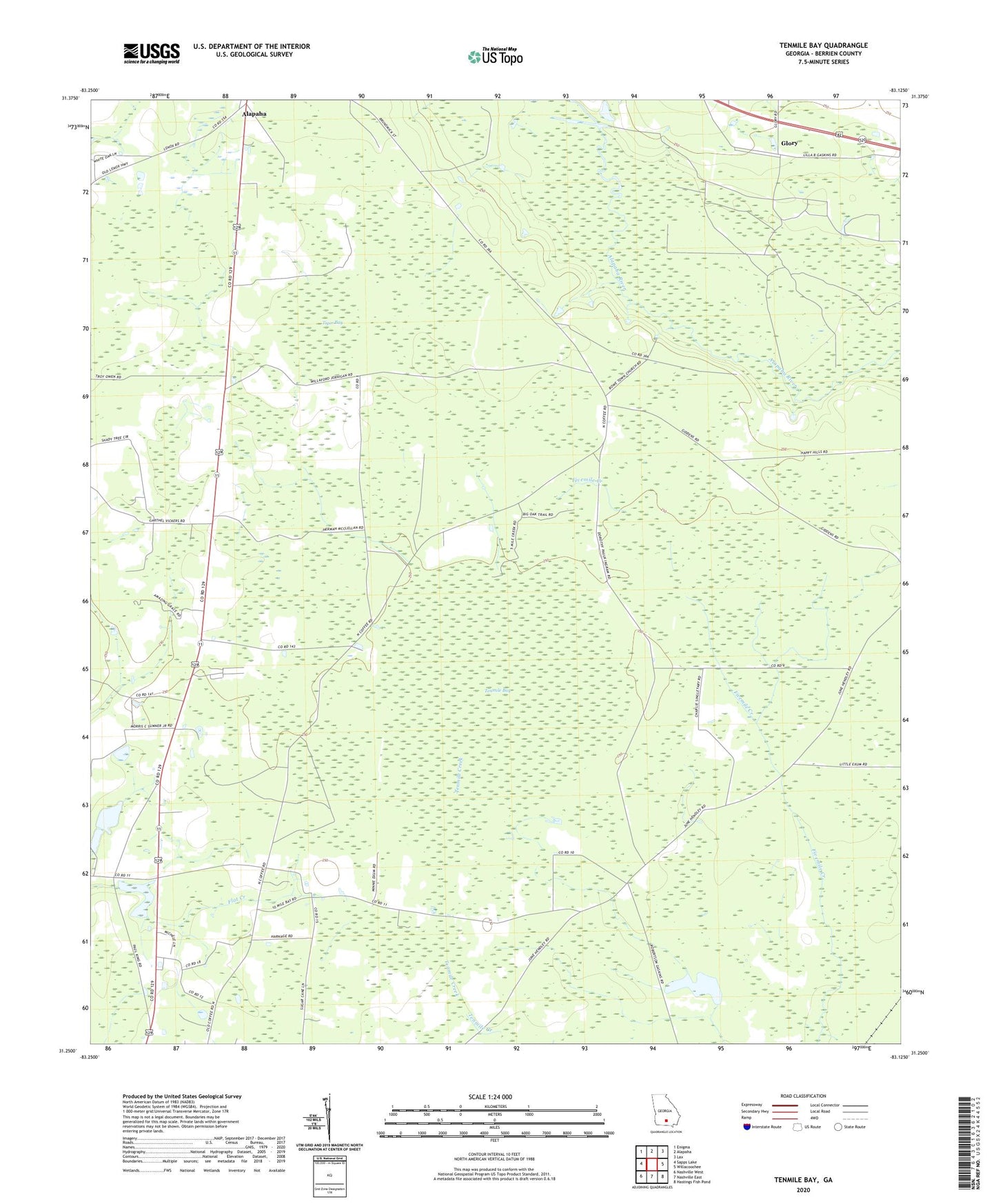 Tenmile Bay Georgia US Topo Map Image