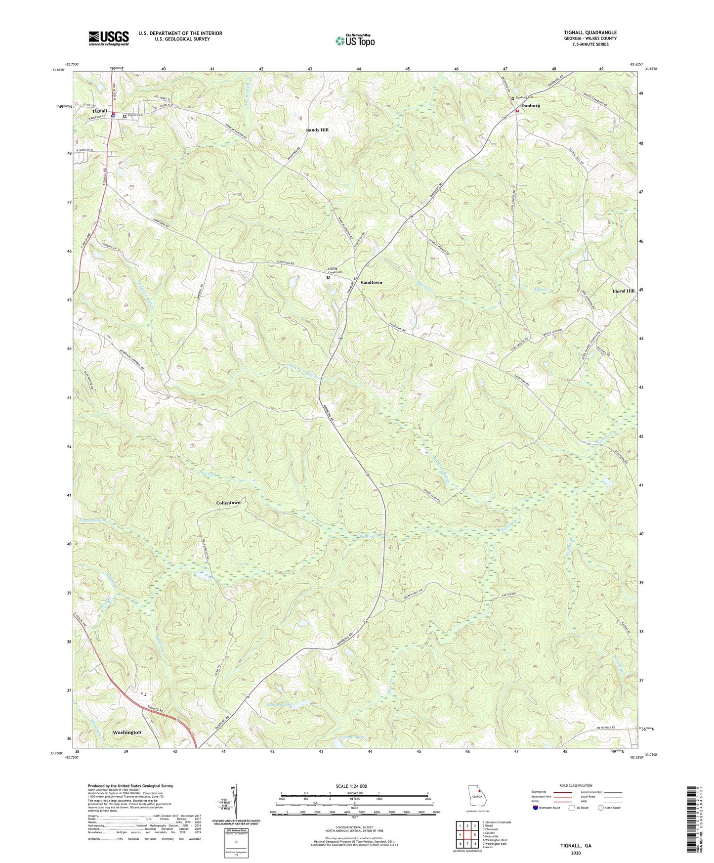 Tignall Georgia US Topo Map Image