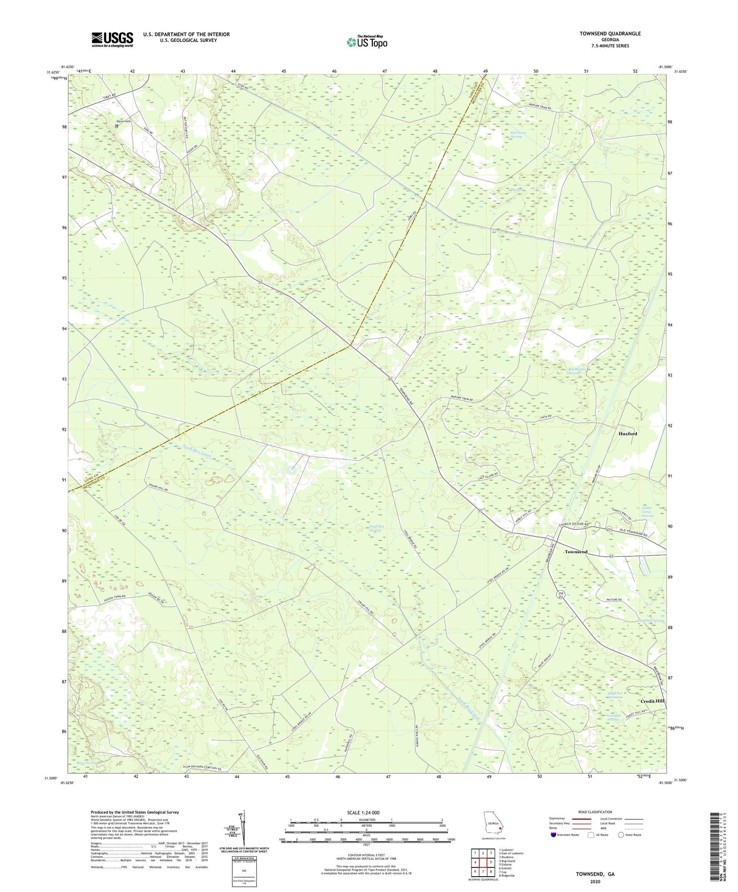 Townsend Georgia US Topo Map Image