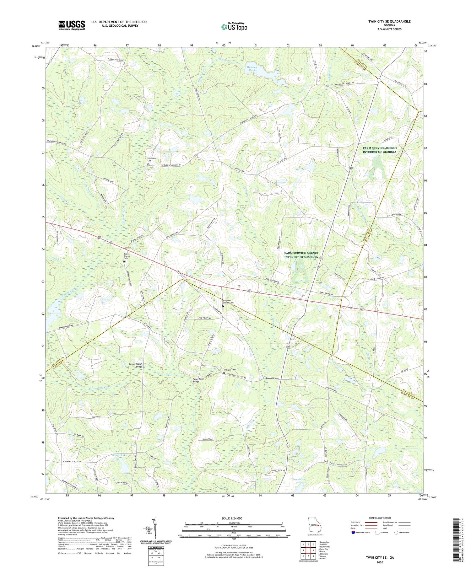 Twin City SE Georgia US Topo Map Image