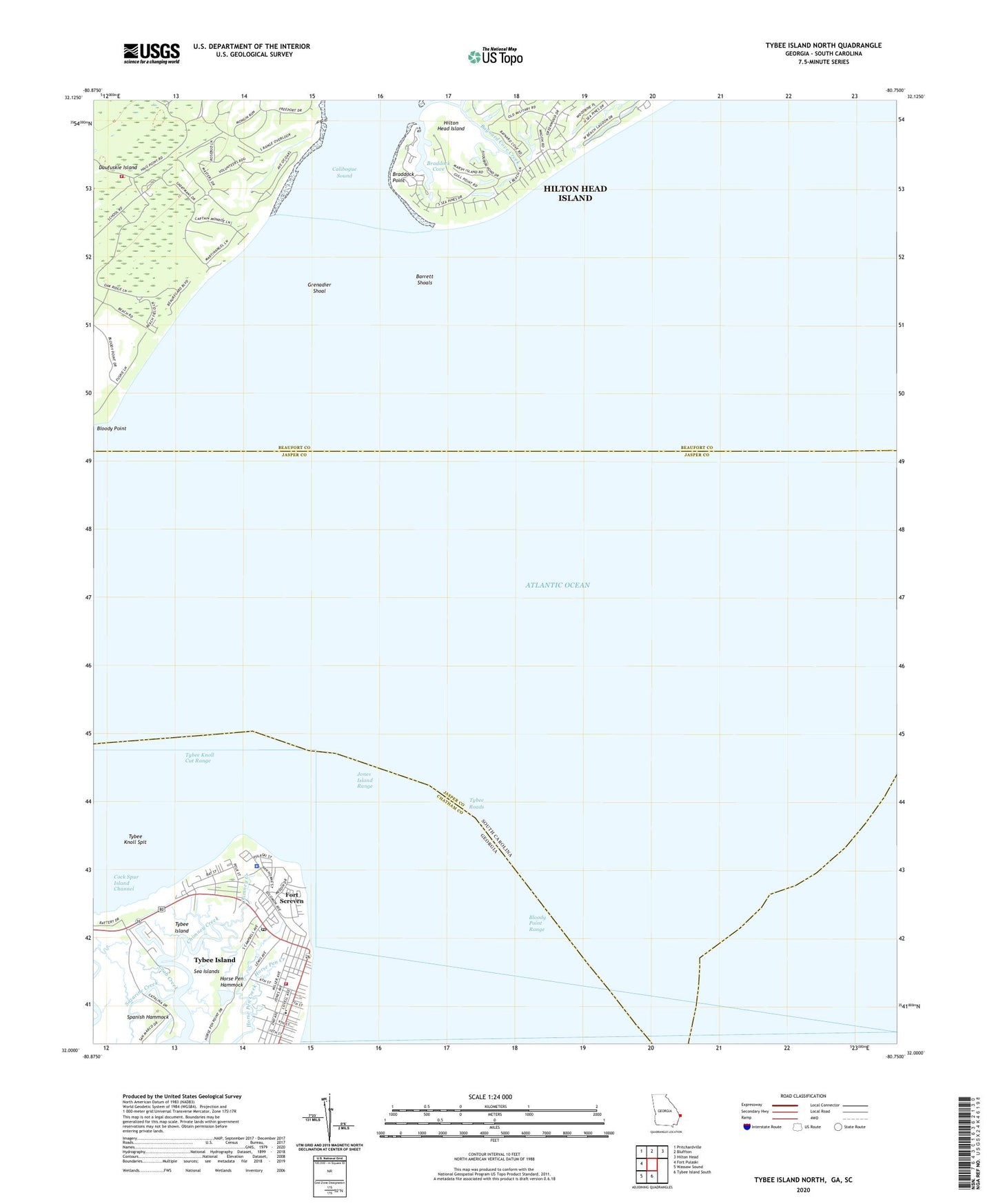 Tybee Island North Georgia US Topo Map Image