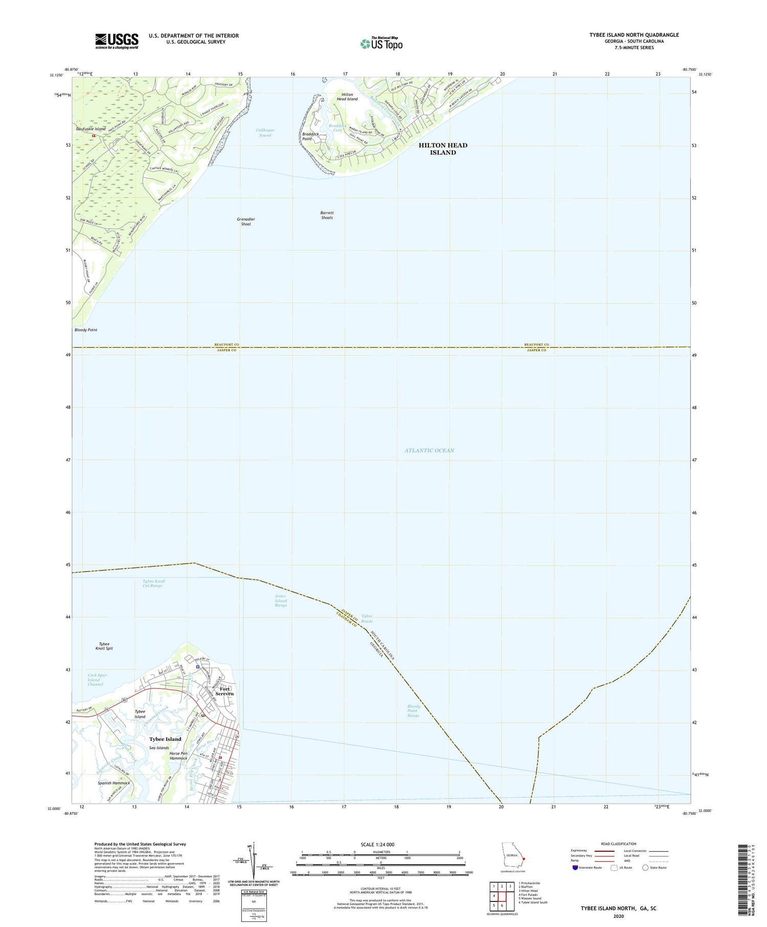 Tybee Island North Georgia US Topo Map Image