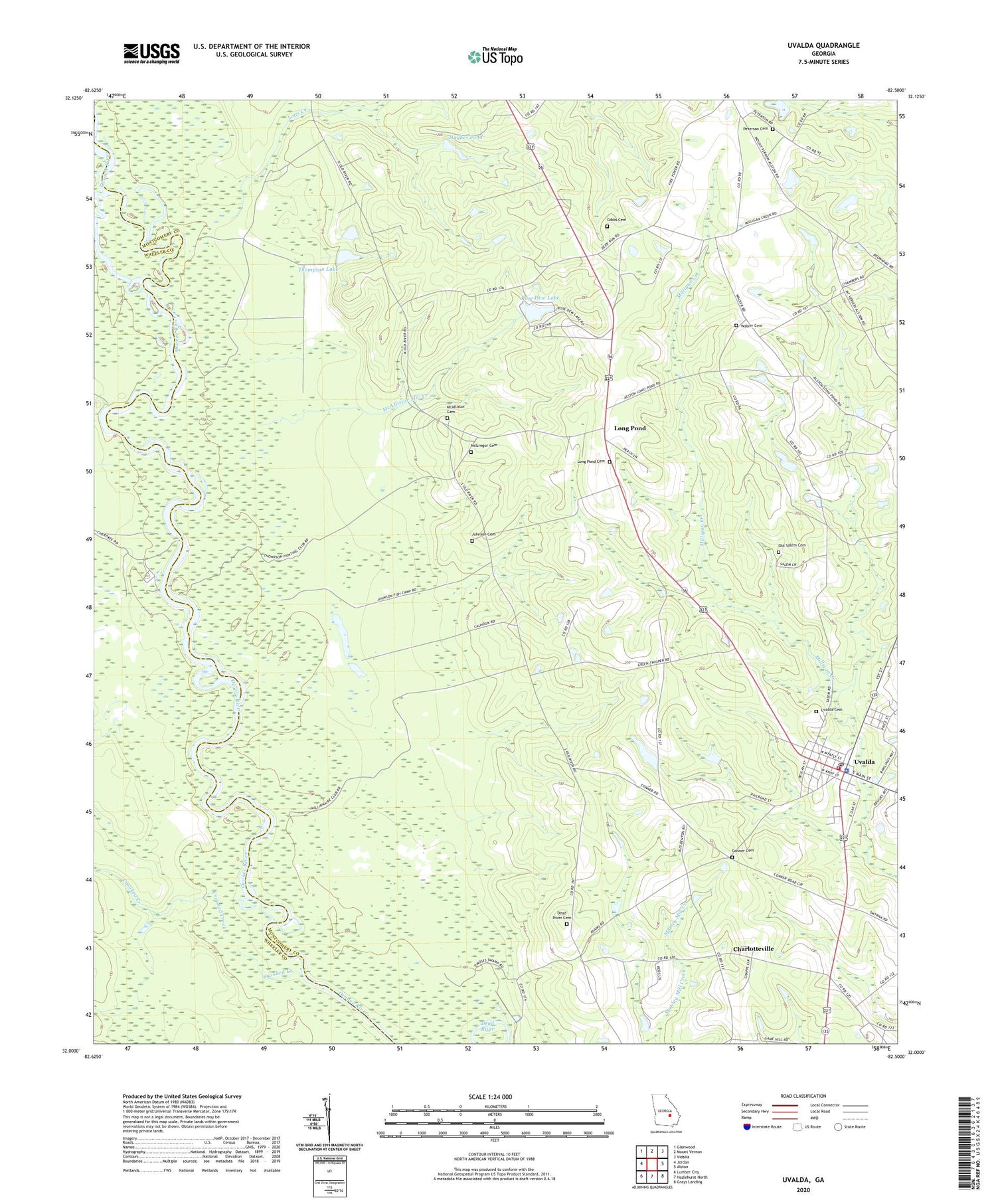 Uvalda Georgia US Topo Map Image