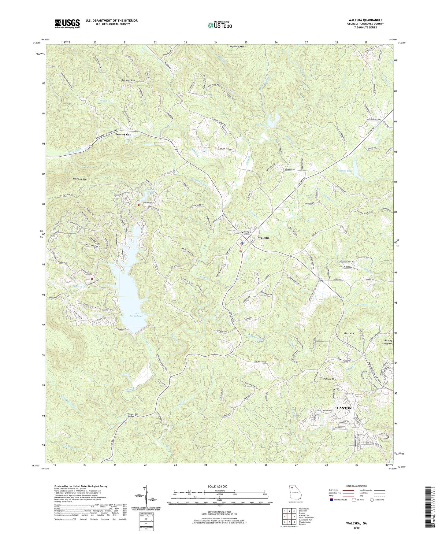 Waleska Georgia US Topo Map Image