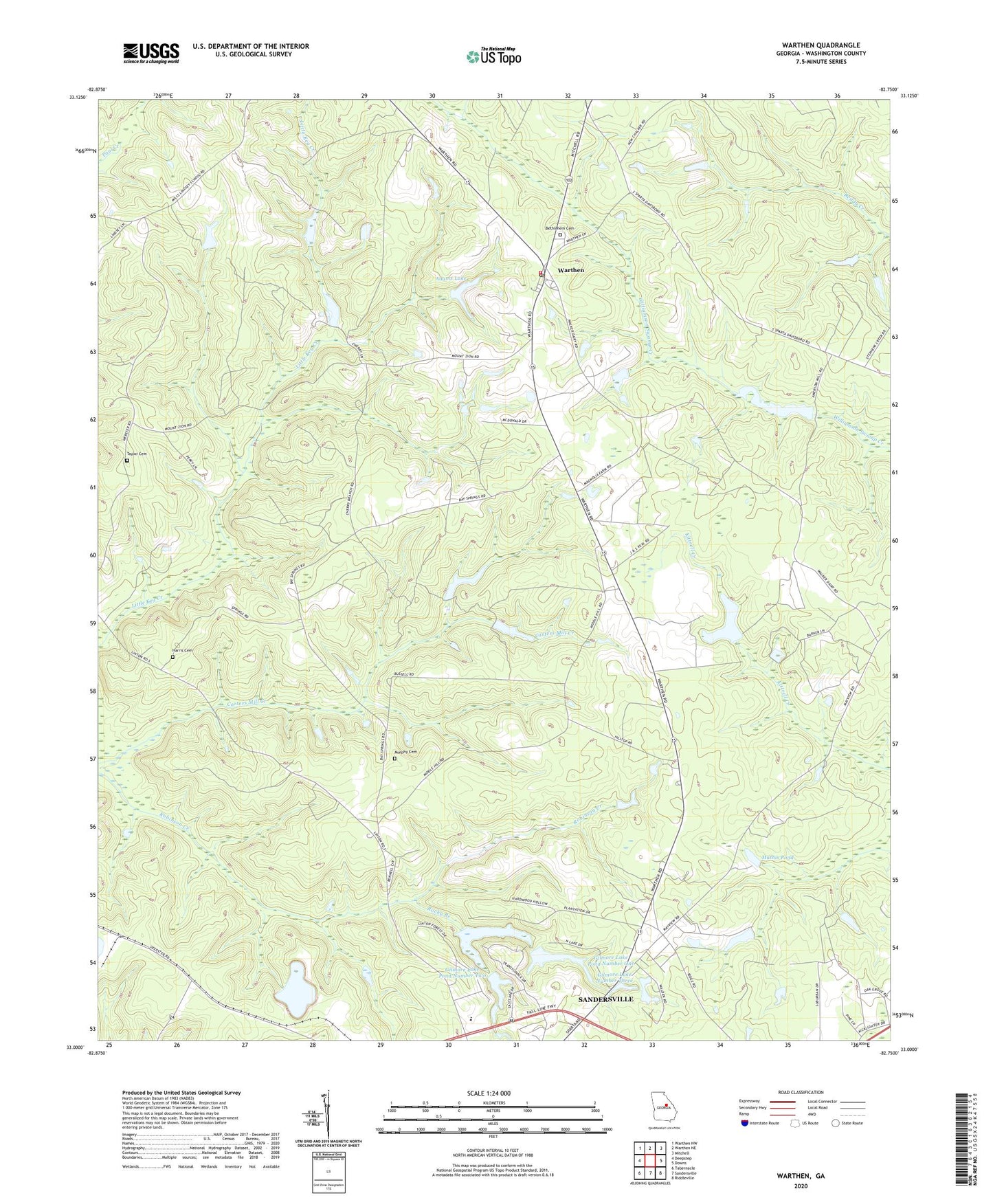 Warthen Georgia US Topo Map Image