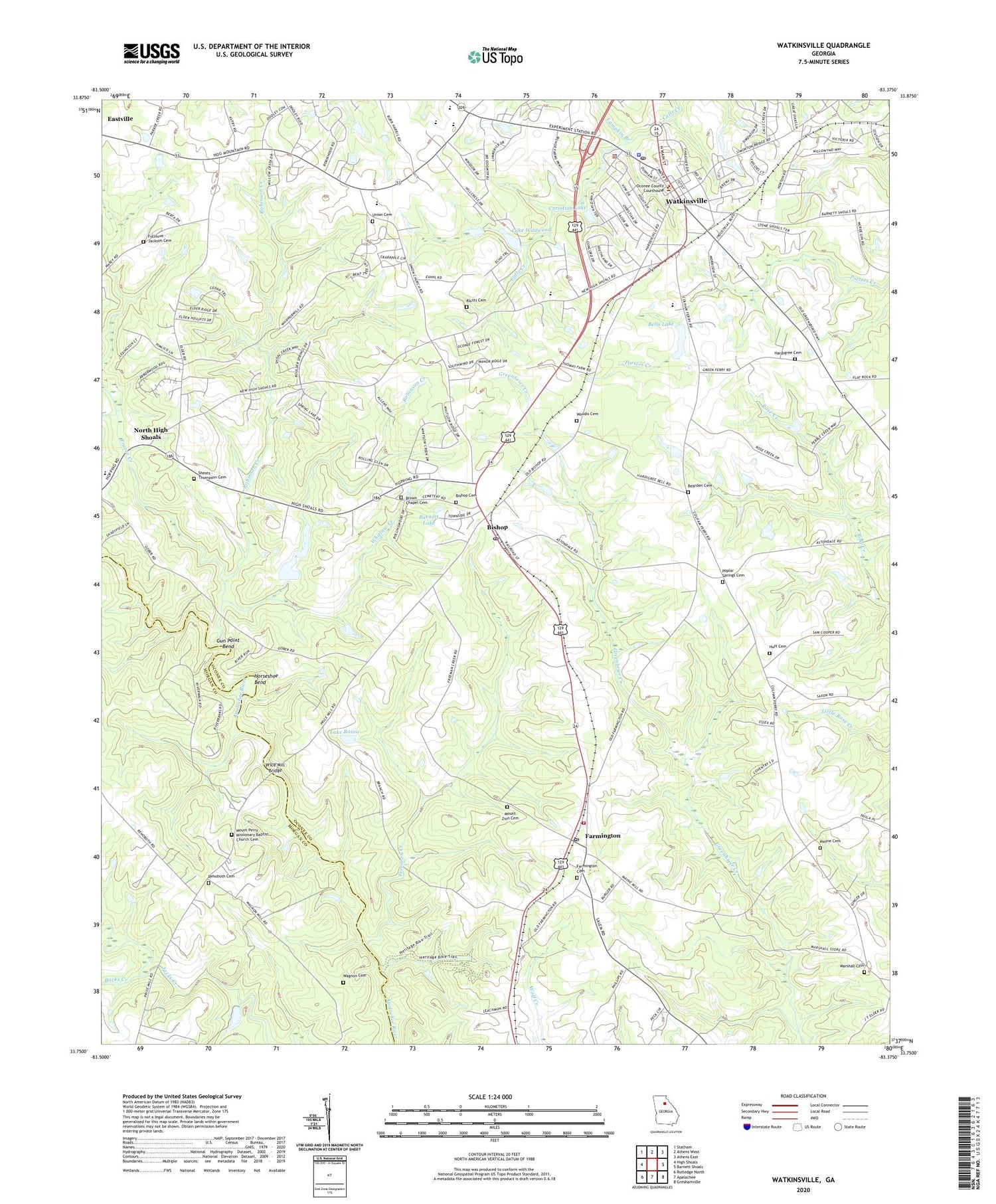 Watkinsville Georgia US Topo Map Image