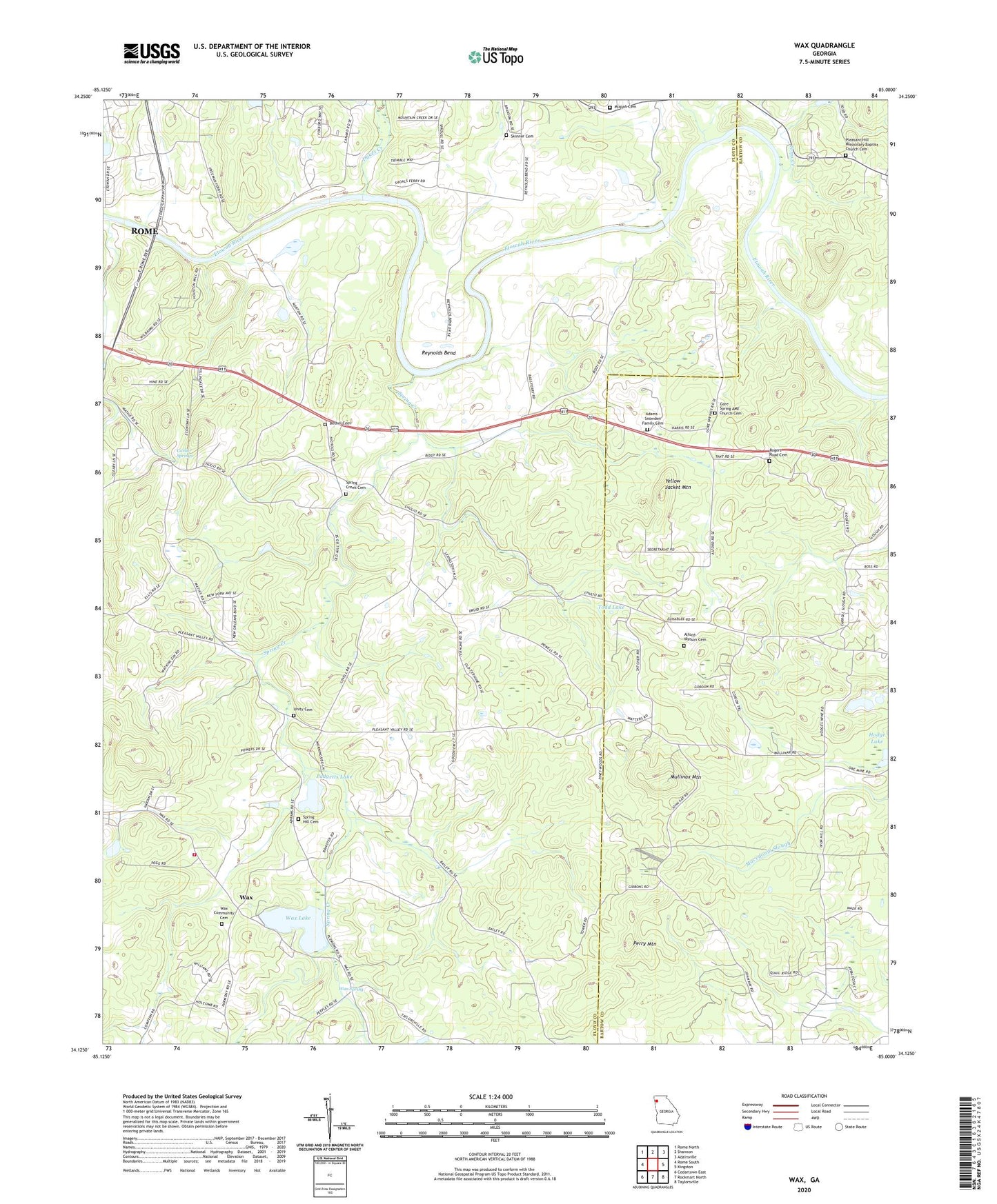 Wax Georgia US Topo Map Image