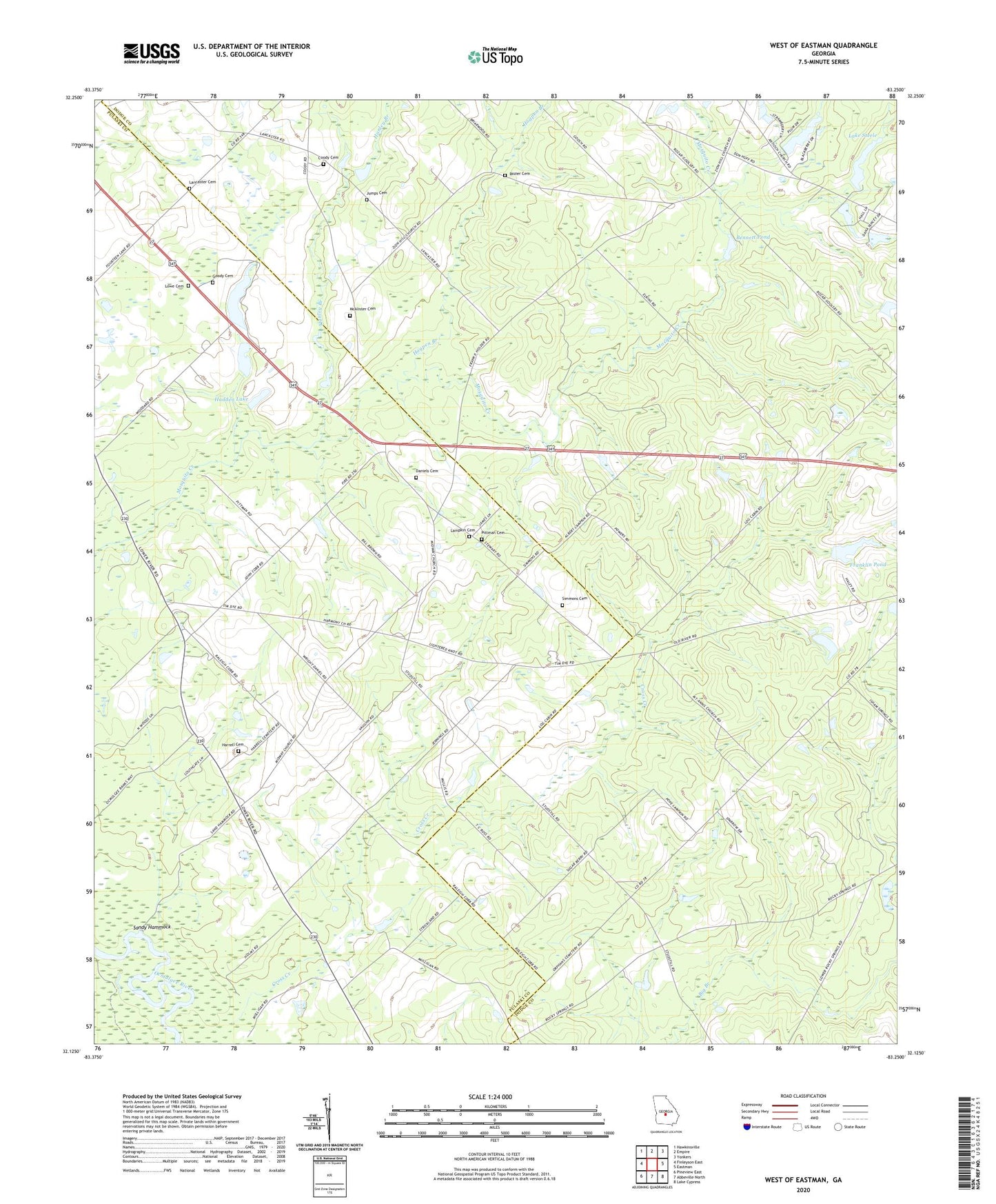 West of Eastman Georgia US Topo Map Image