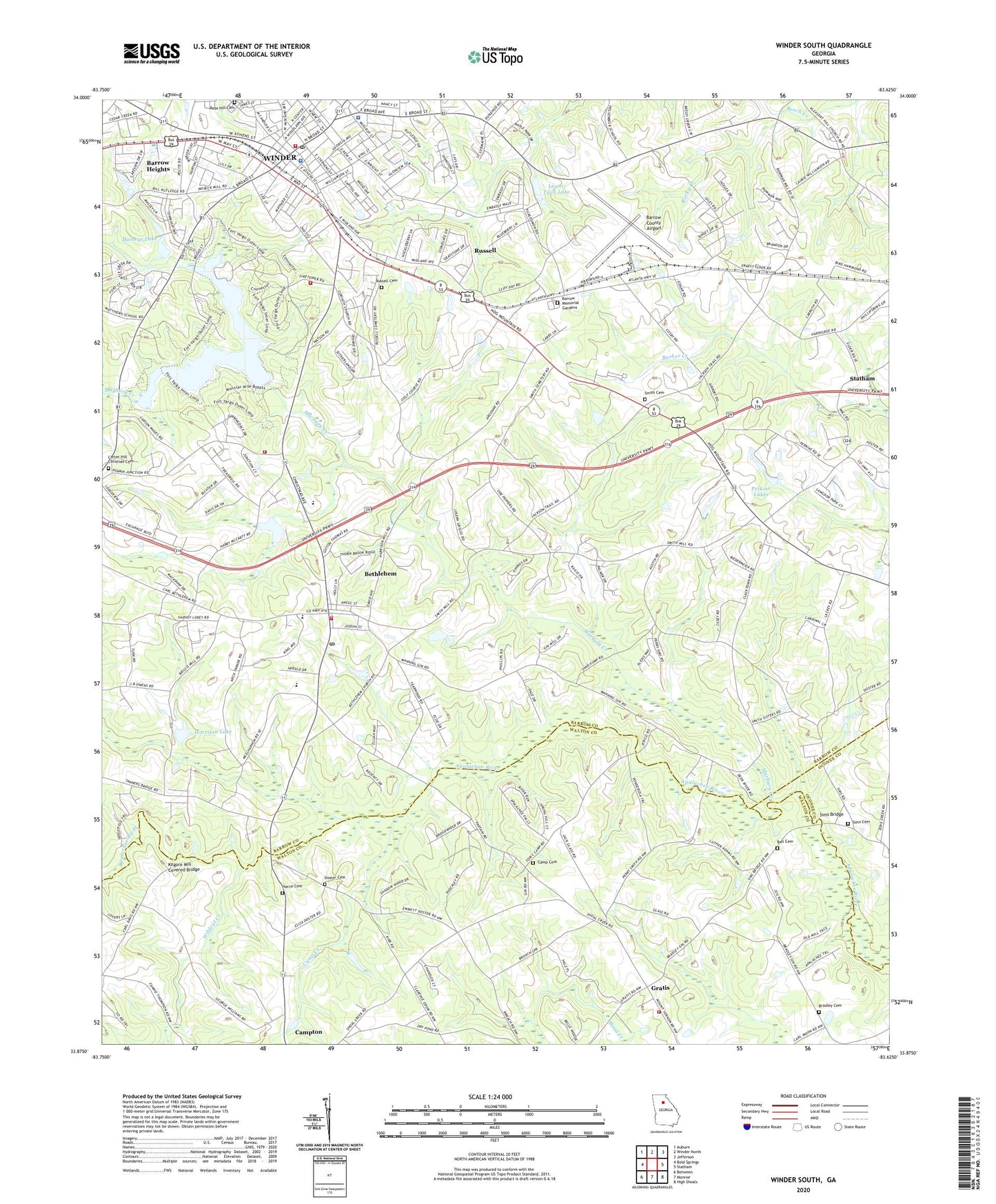 Winder South Georgia US Topo Map Image