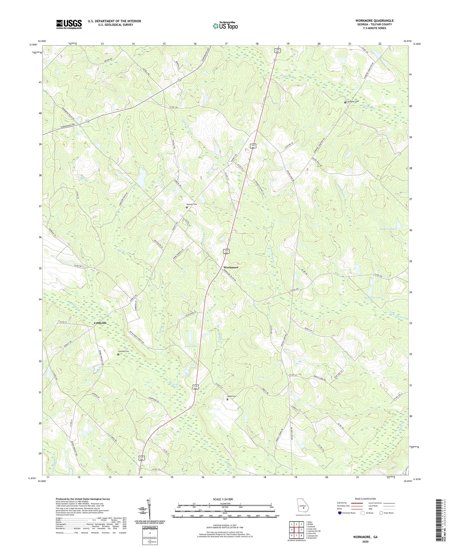 Workmore Georgia US Topo Map Image