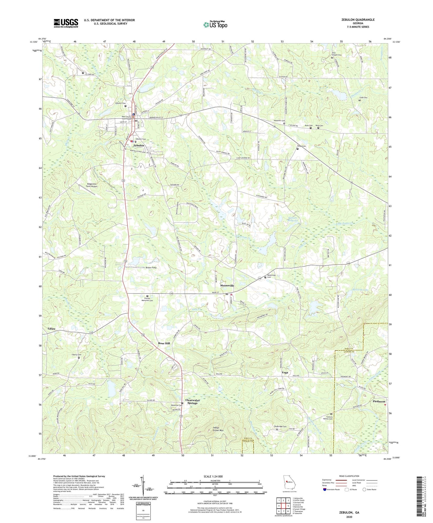 Zebulon Georgia US Topo Map Image
