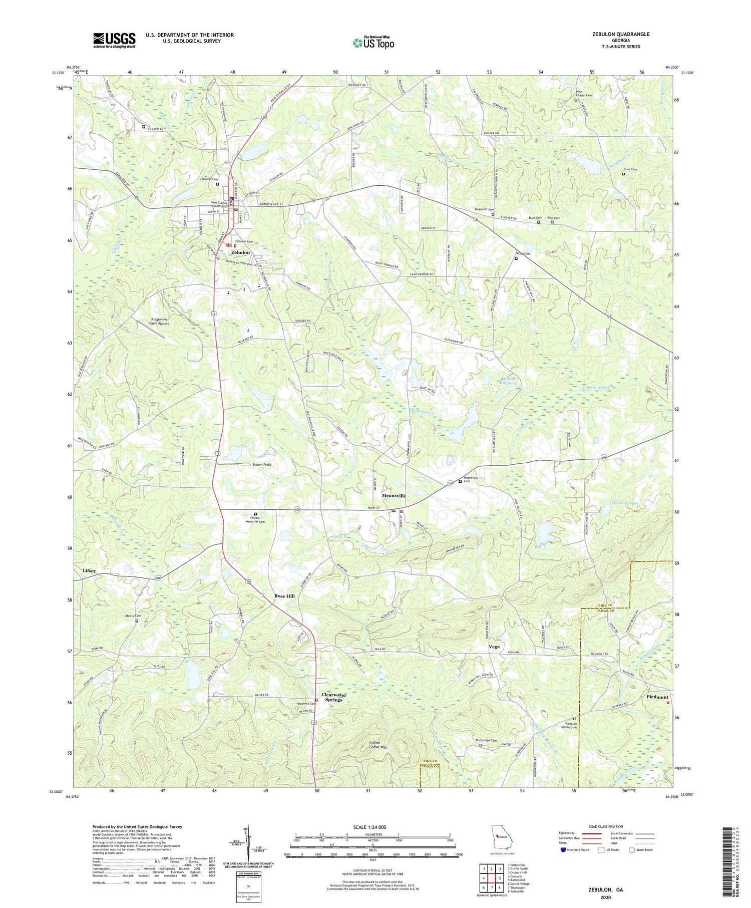 Zebulon Georgia US Topo Map Image