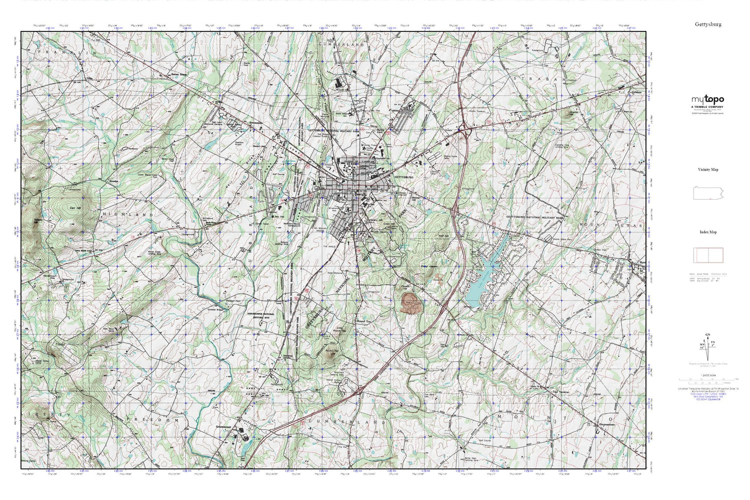 Gettysburg MyTopo Explorer Series Map Image