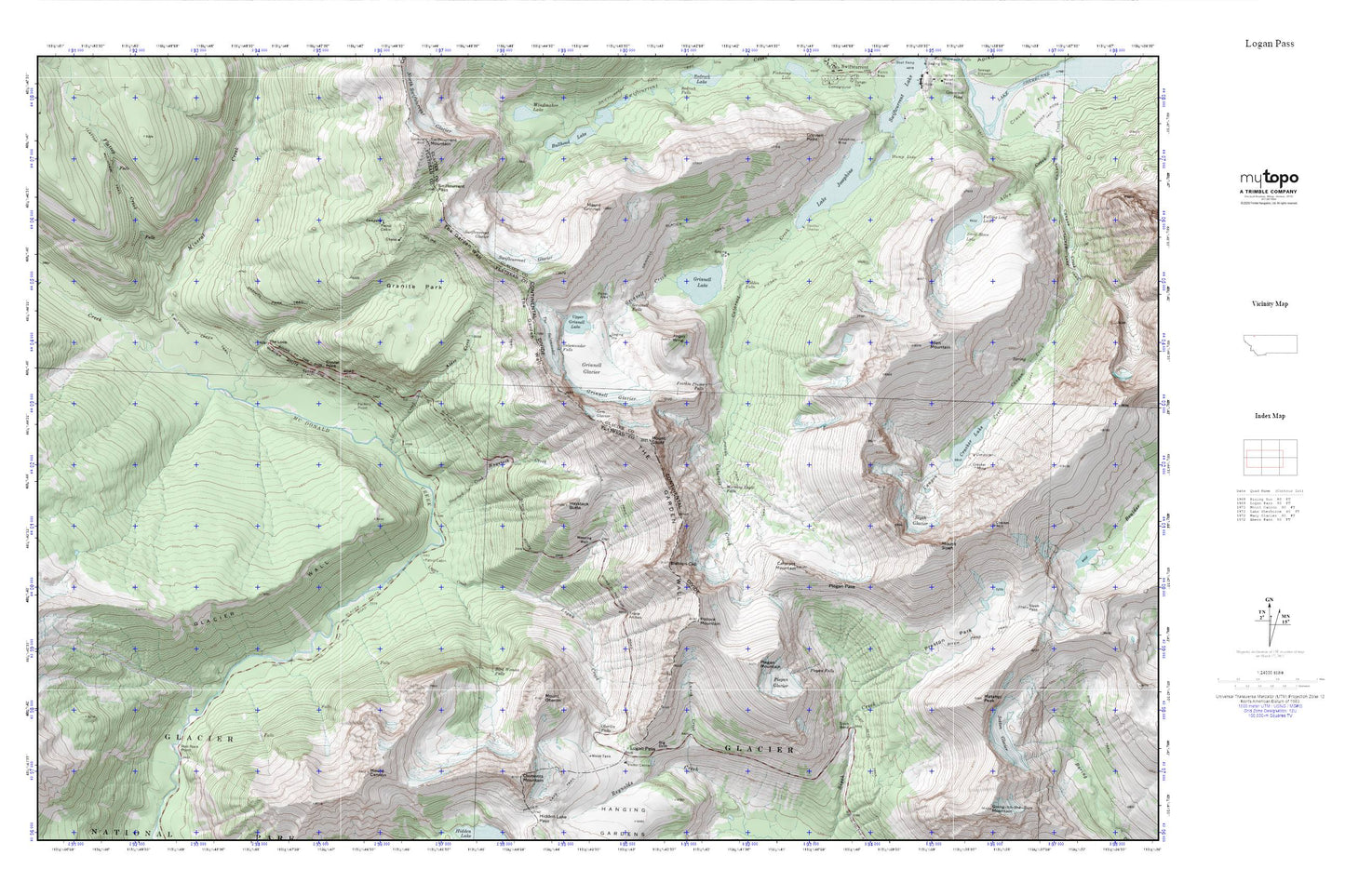 Glacier National Park MyTopo Explorer Series Map Image
