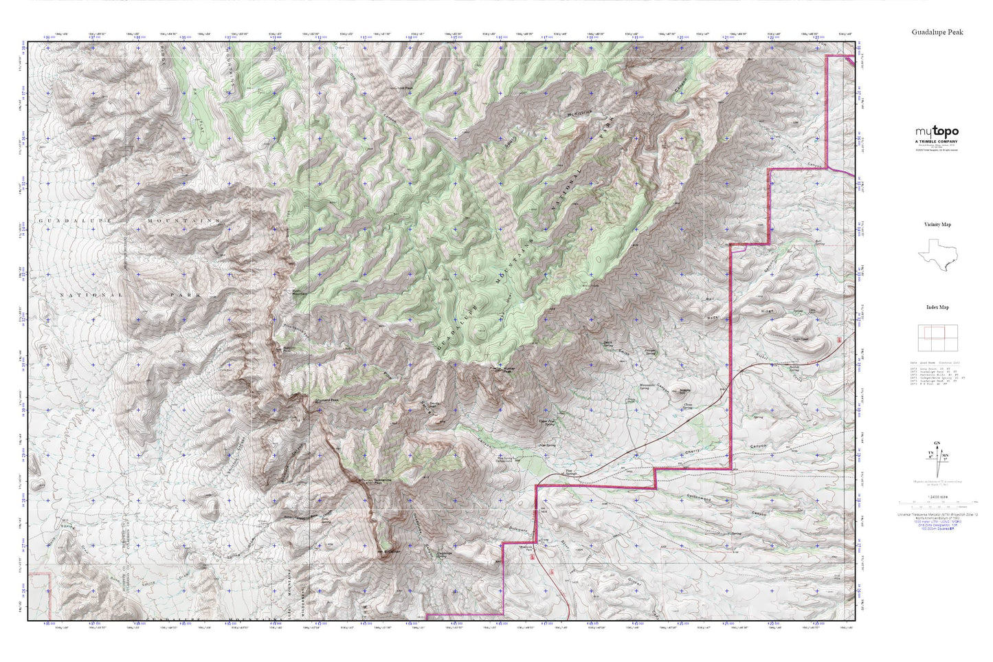 Guadalupe Peak MyTopo Explorer Series Map Image