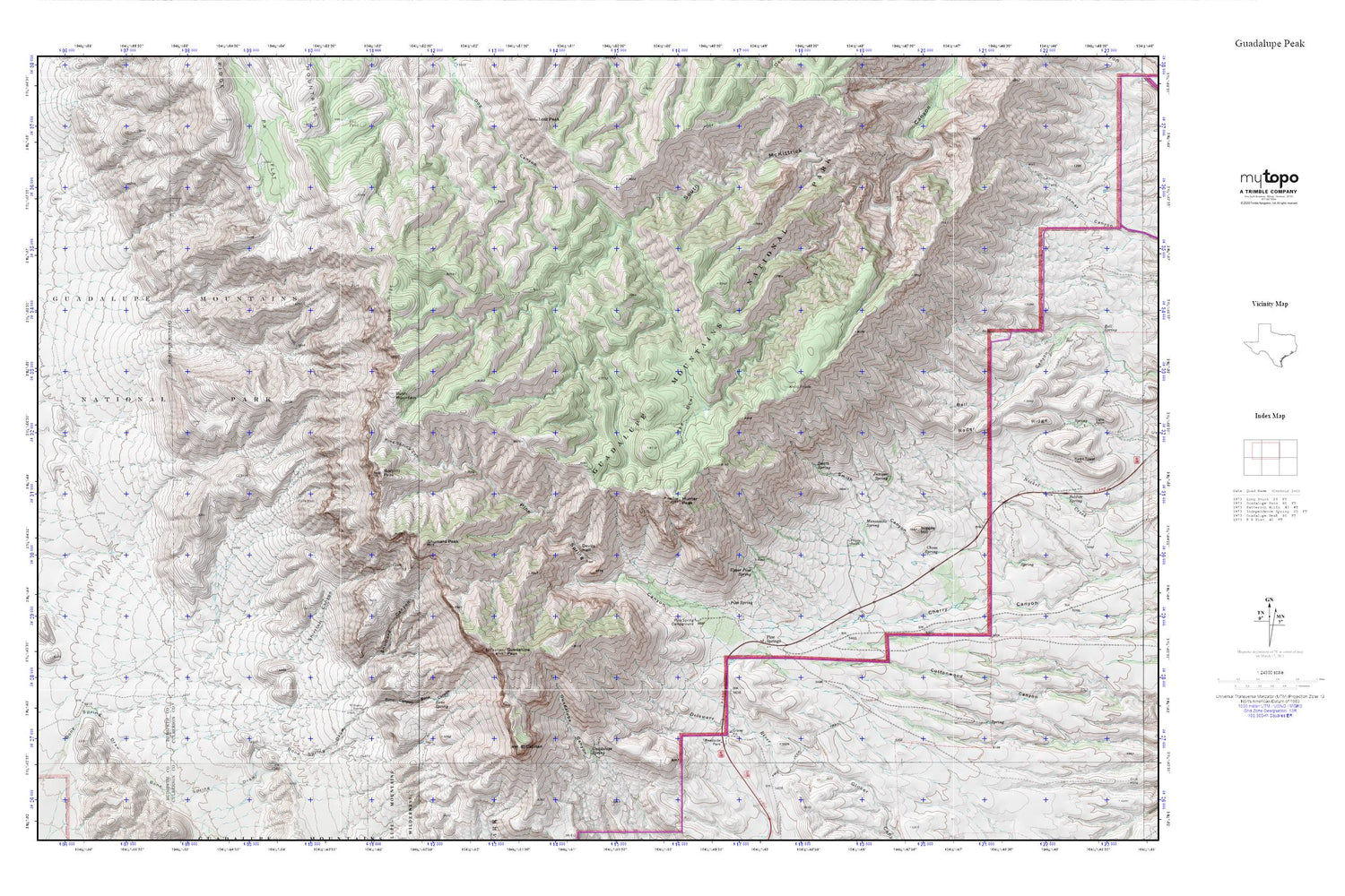 Guadalupe Peak MyTopo Explorer Series Map Image