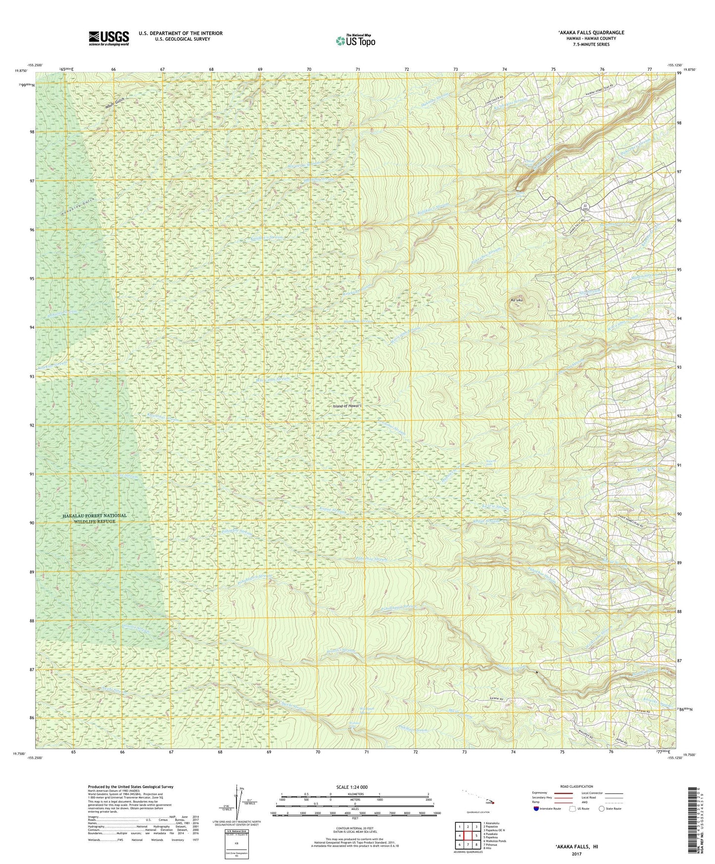 Akaka Falls Hawaii US Topo Map Image