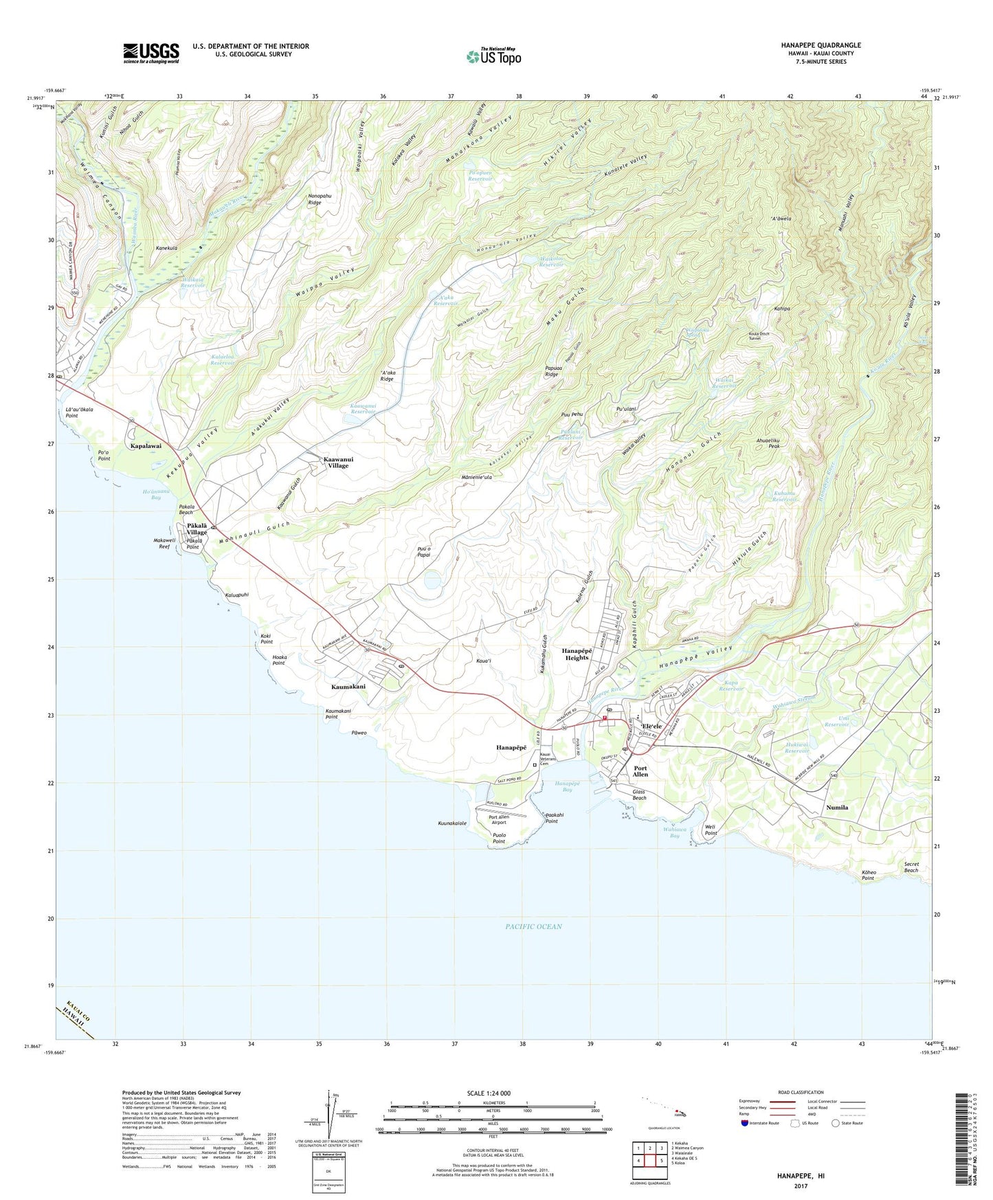 Hanapepe Hawaii US Topo Map Image