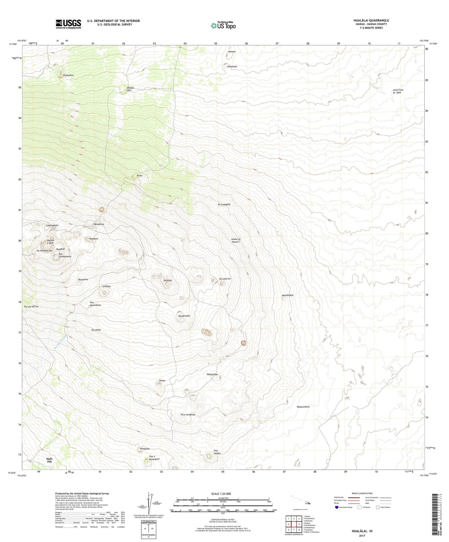 Hualalai Hawaii US Topo Map Image